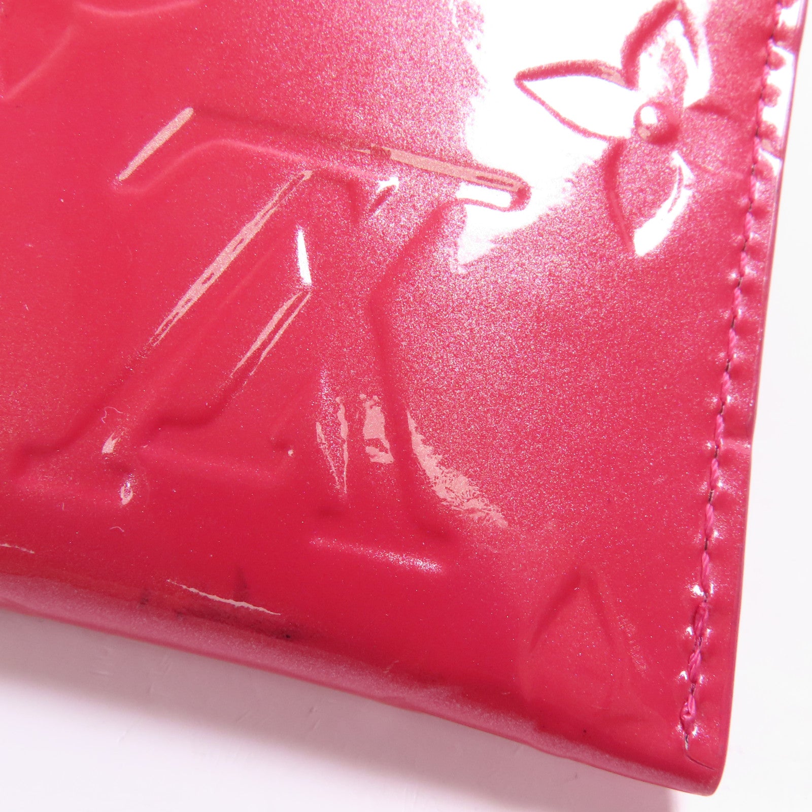LOUIS VUITTON Vernis Card Case金扣卡片套粉紅色