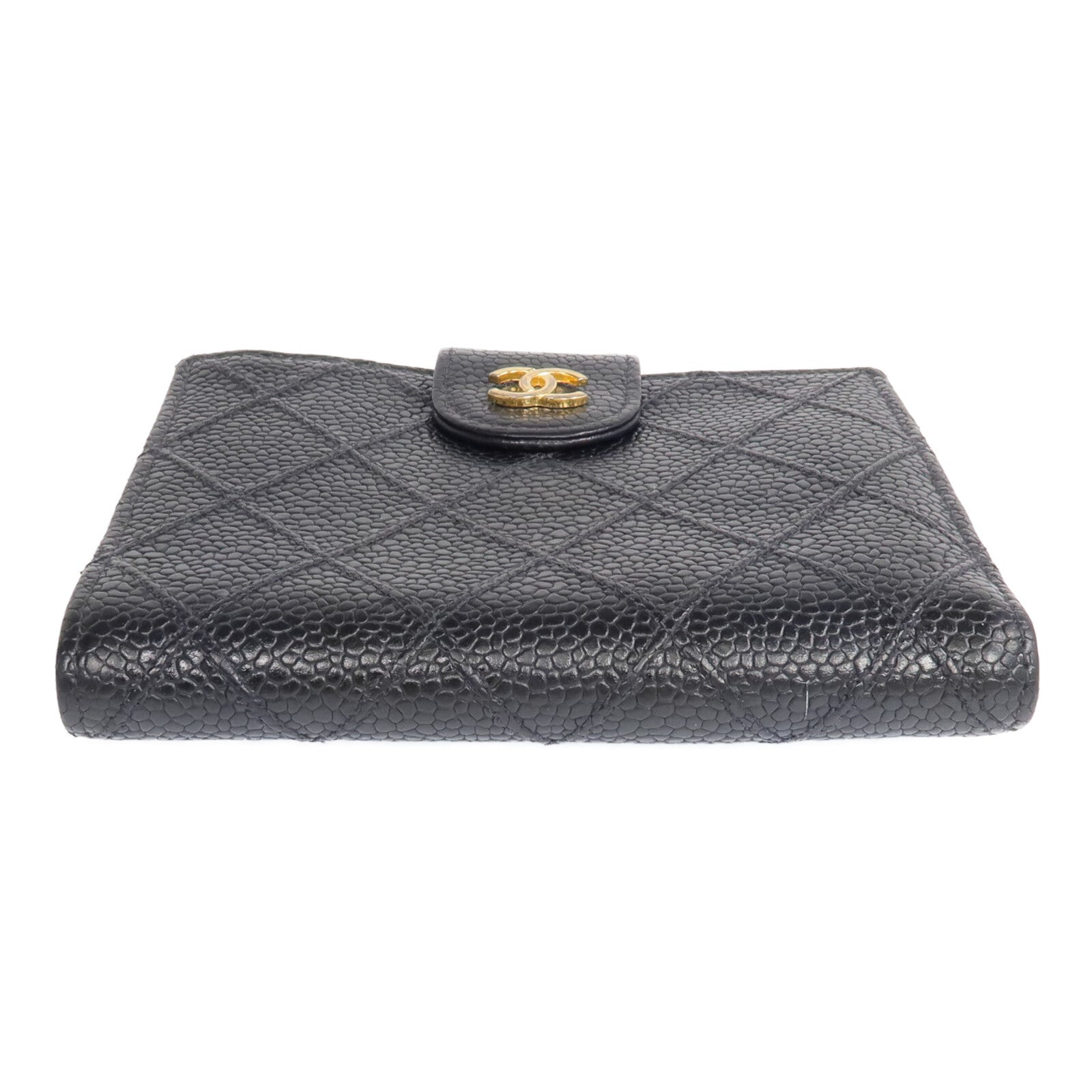 CHANEL 牛皮皮革Fold Wallet金扣錢包