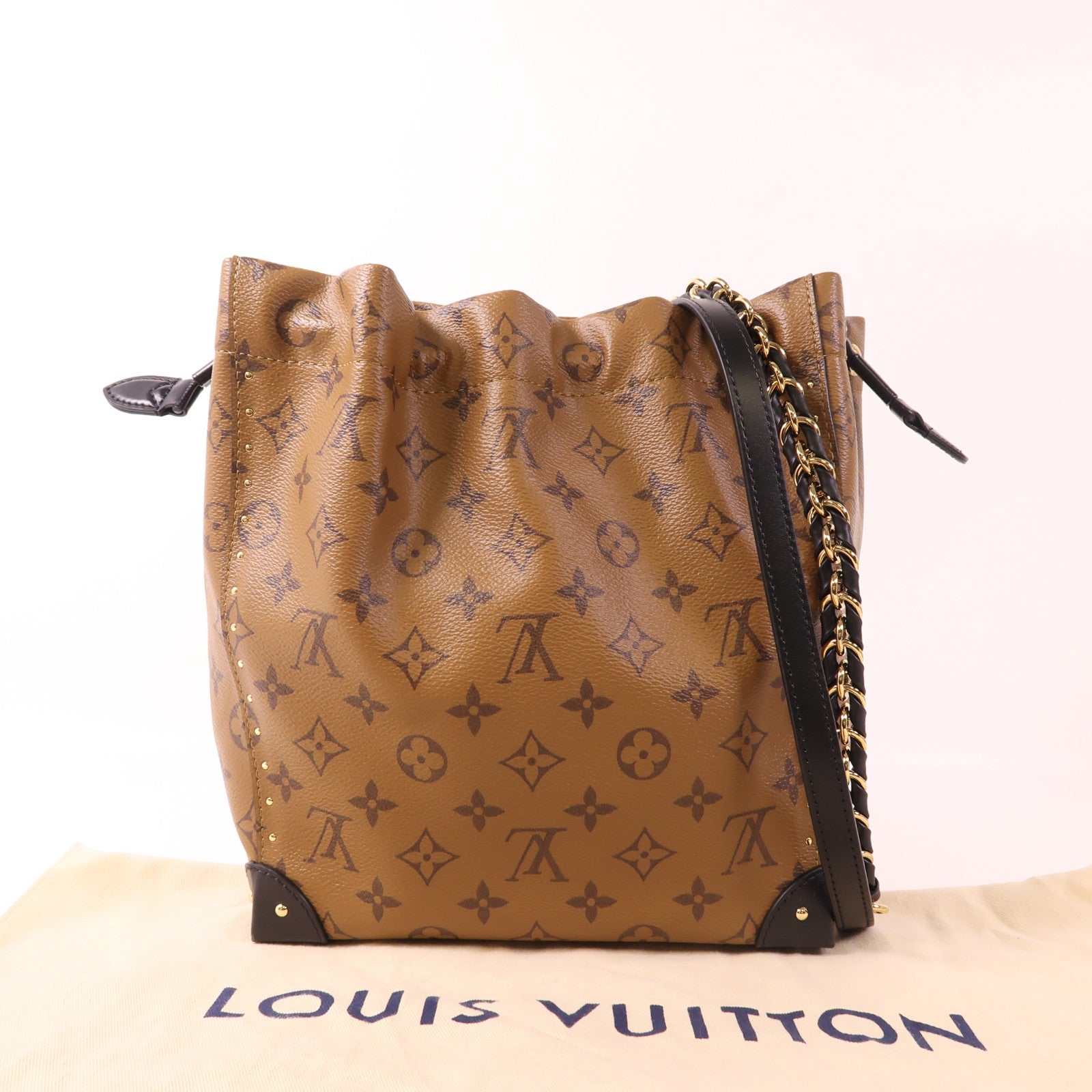 LOUIS VUITTON Monogram Reverse Noe Trunk PM金扣手挽肩背兩用袋