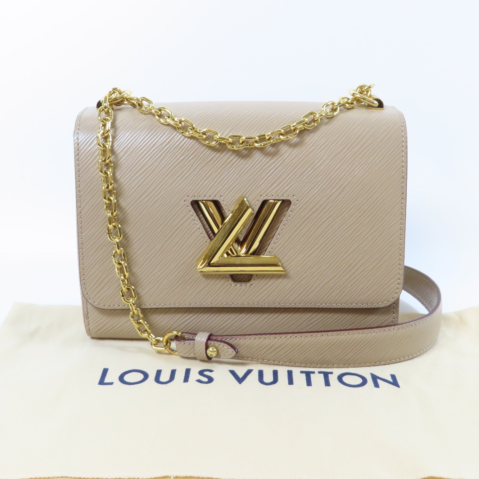 LOUIS VUITTON 【激減優惠】Epi皮革Twist MM金扣鏈帶肩背袋粉紅色