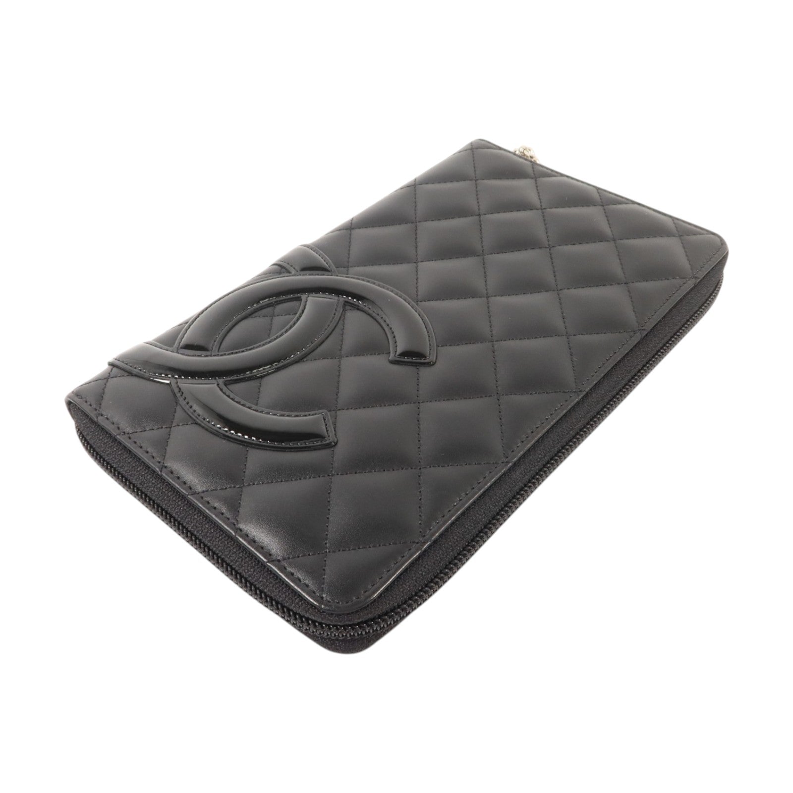 CHANEL 牛皮皮革Cambon Zipper Long Wallet銀扣長錢包
