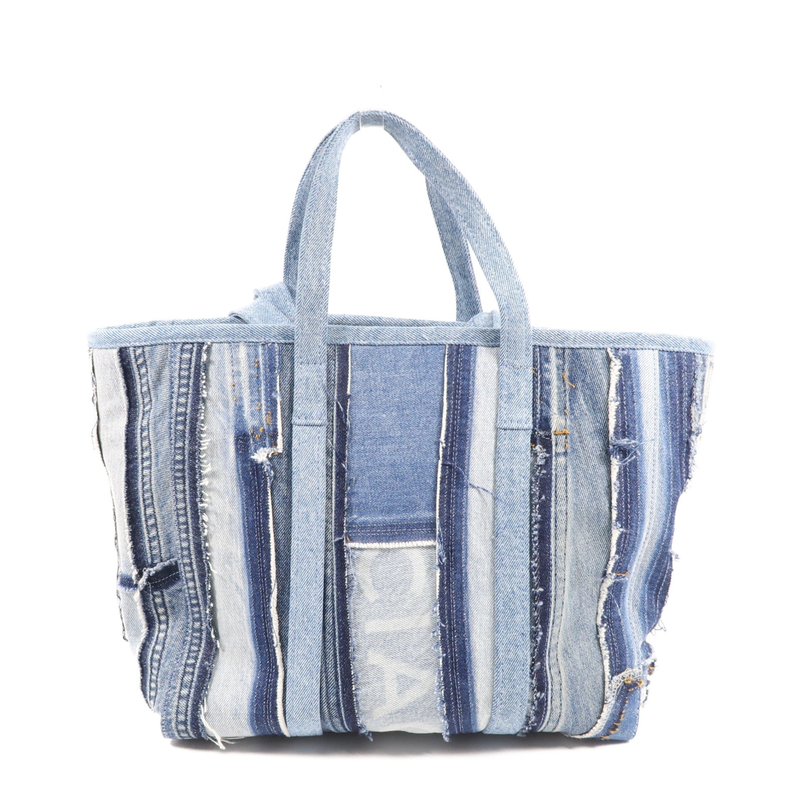 BALENCIAGA 牛仔布Barbes East-West Tote Bag銀扣手挽肩背兩用袋
