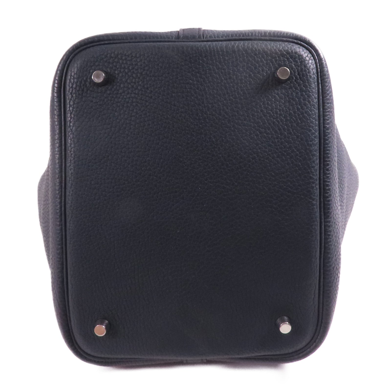 HERMES 【激減優惠】Clemence皮革Picotin MM銀扣手挽袋午夜藍色