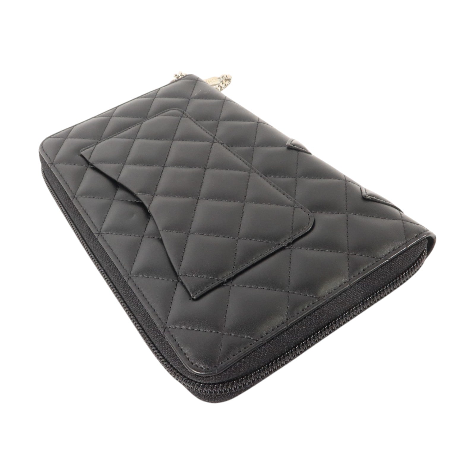 CHANEL 牛皮皮革Cambon Zipper Long Wallet銀扣長錢包