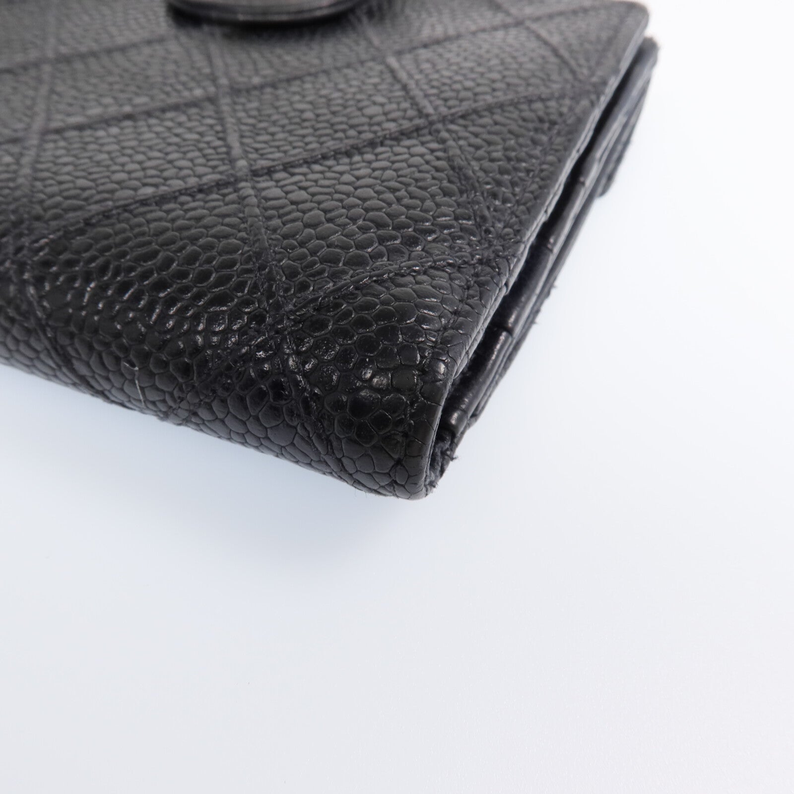 CHANEL 牛皮皮革Fold Wallet金扣錢包