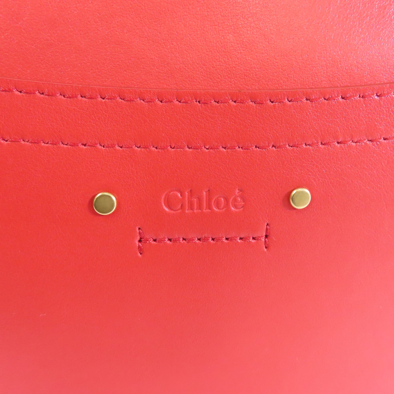 Chloe 牛皮皮革Roy金扣肩背袋紅色/黑色