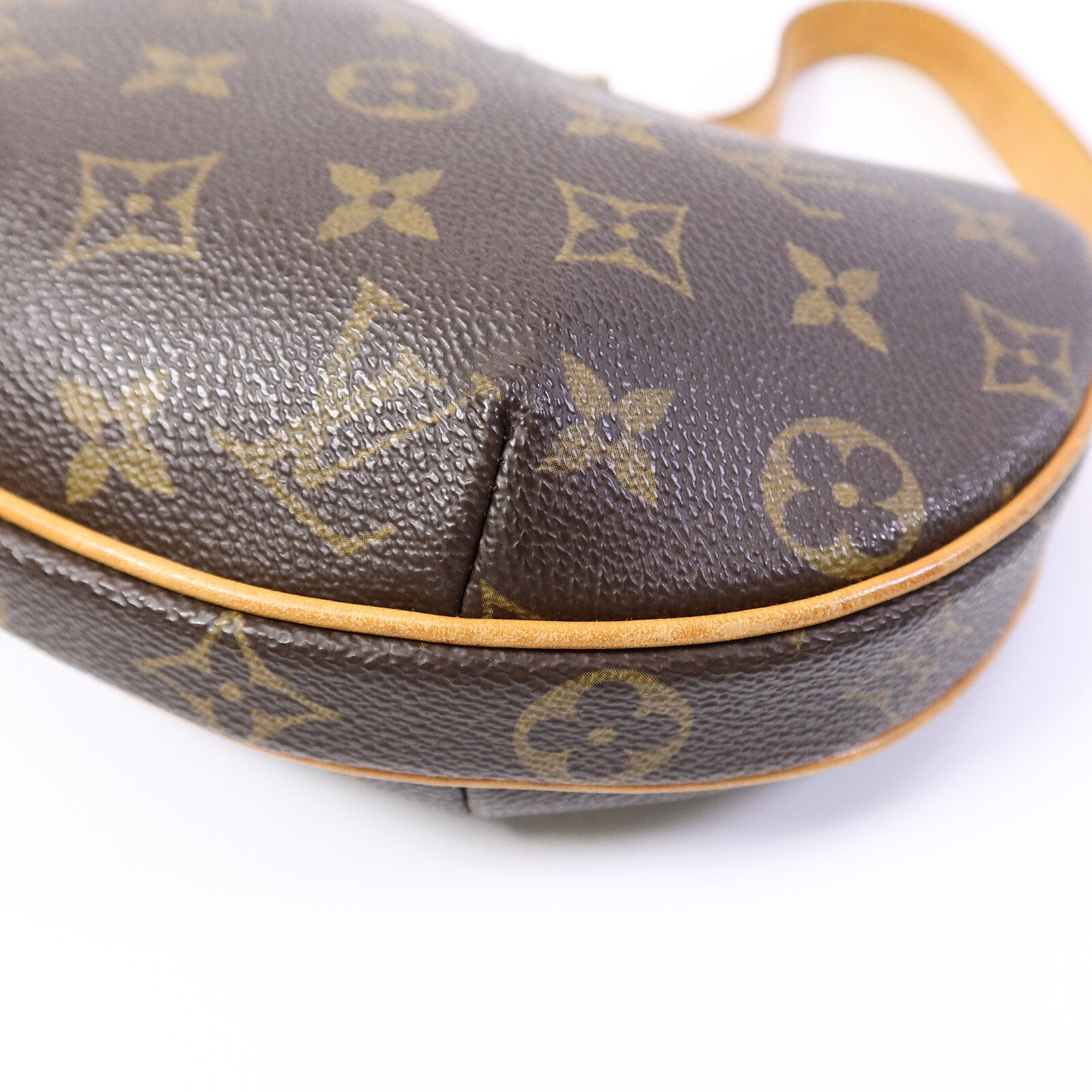 LOUIS VUITTON Monogram Pochette Croissant金扣肩背袋棕色