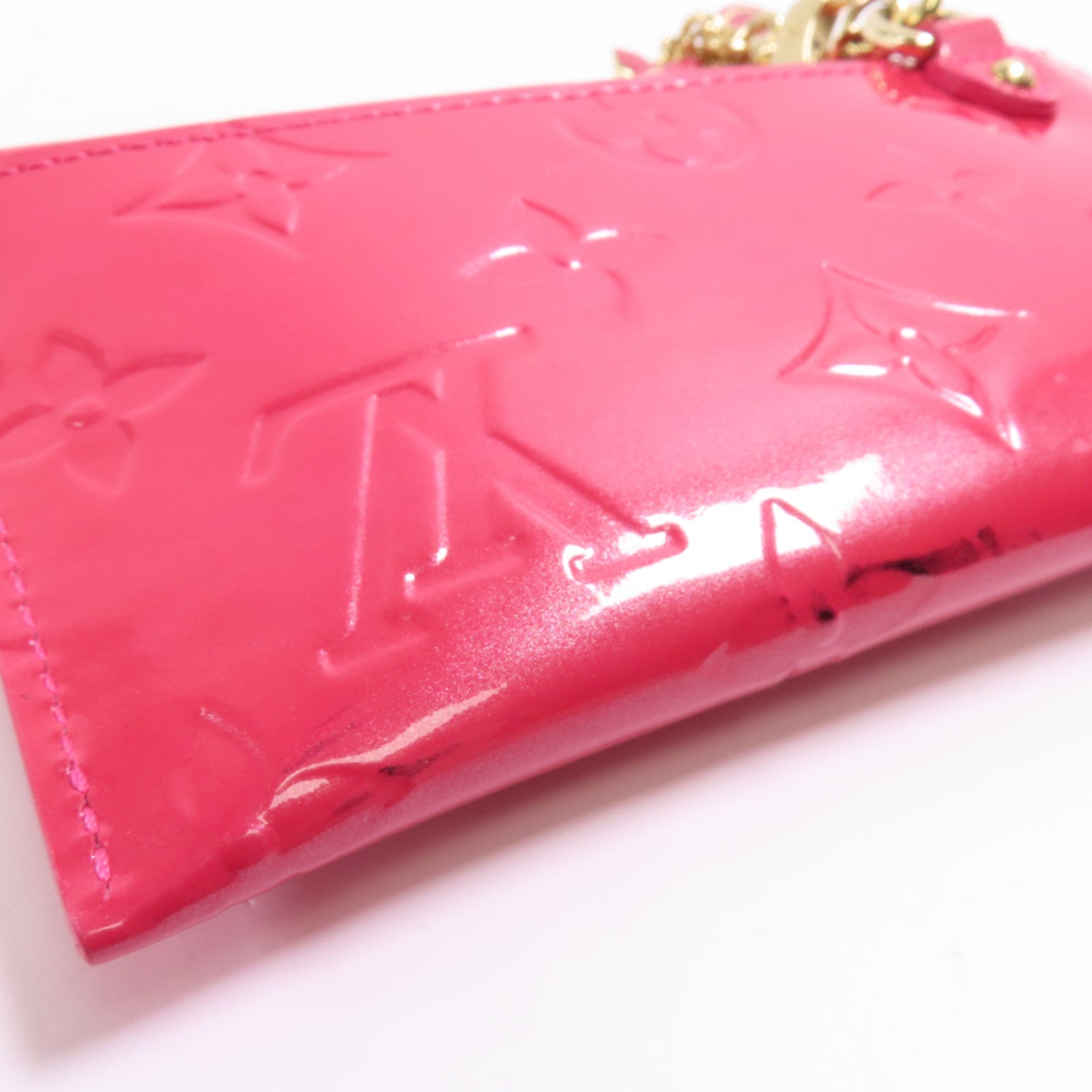 LOUIS VUITTON Vernis Card Case金扣卡片套粉紅色