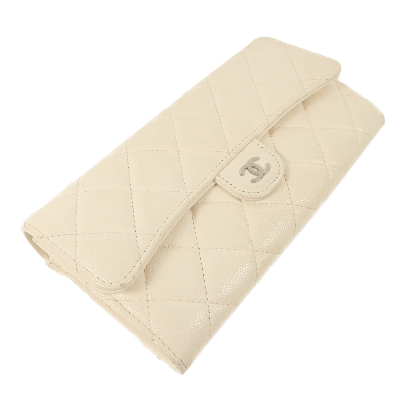 CHANEL 牛皮皮革Classic Long Wallet銀扣長錢包
