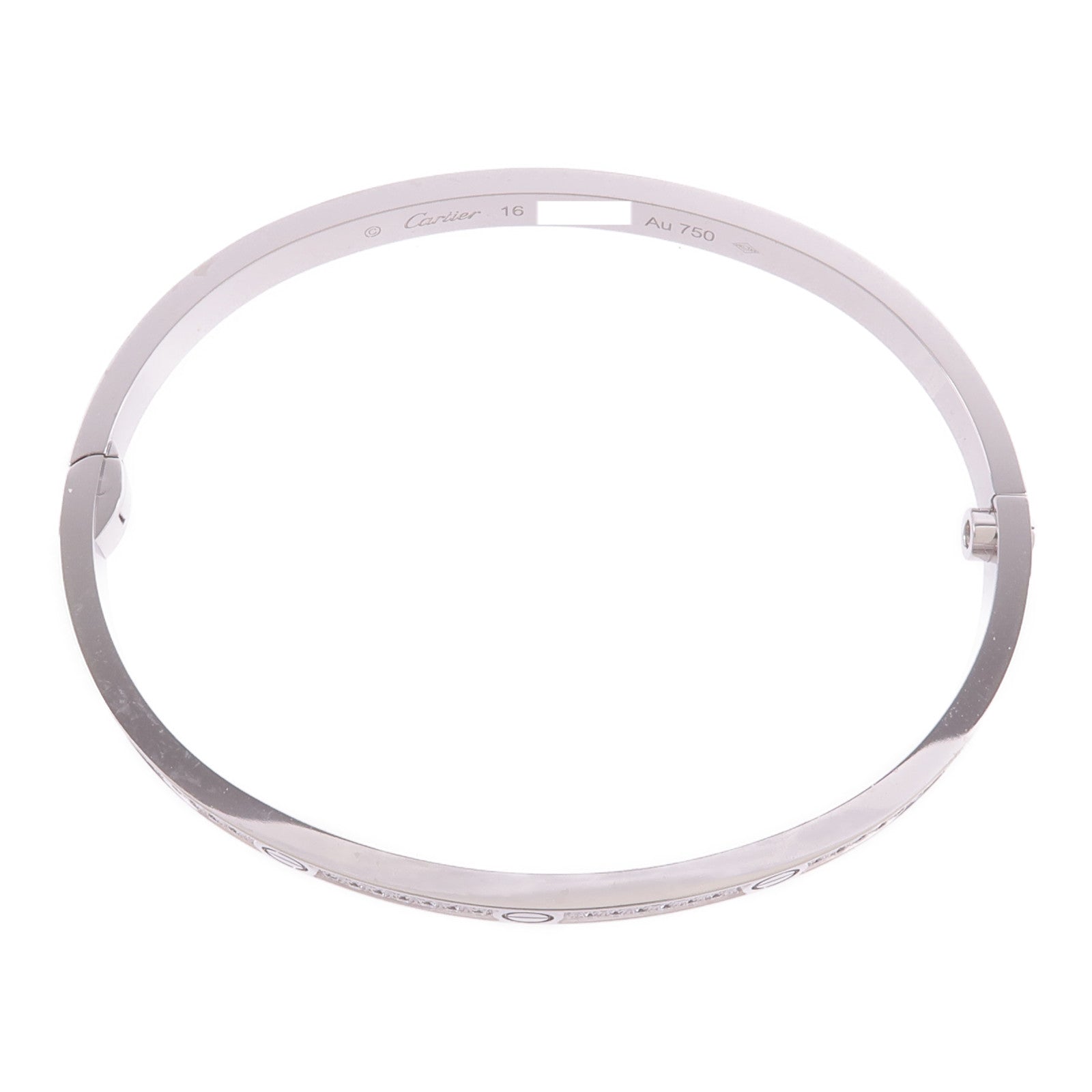 CARTIER 18K白金Love Bangle SM Paved鑽石手鐲