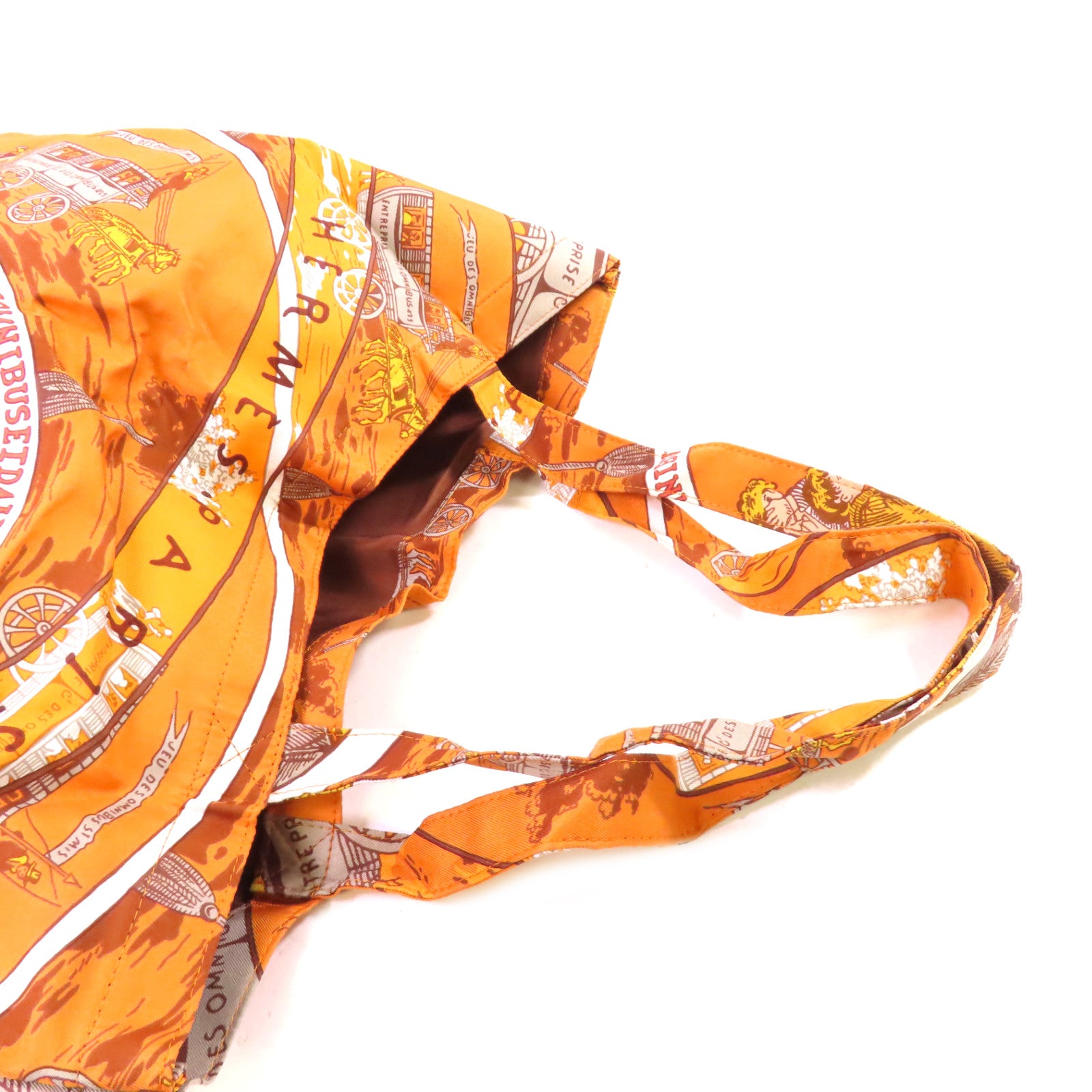 HERMES 牛皮皮革/絲質Sliky POP Shoulder Bag銀扣橙色/彩色