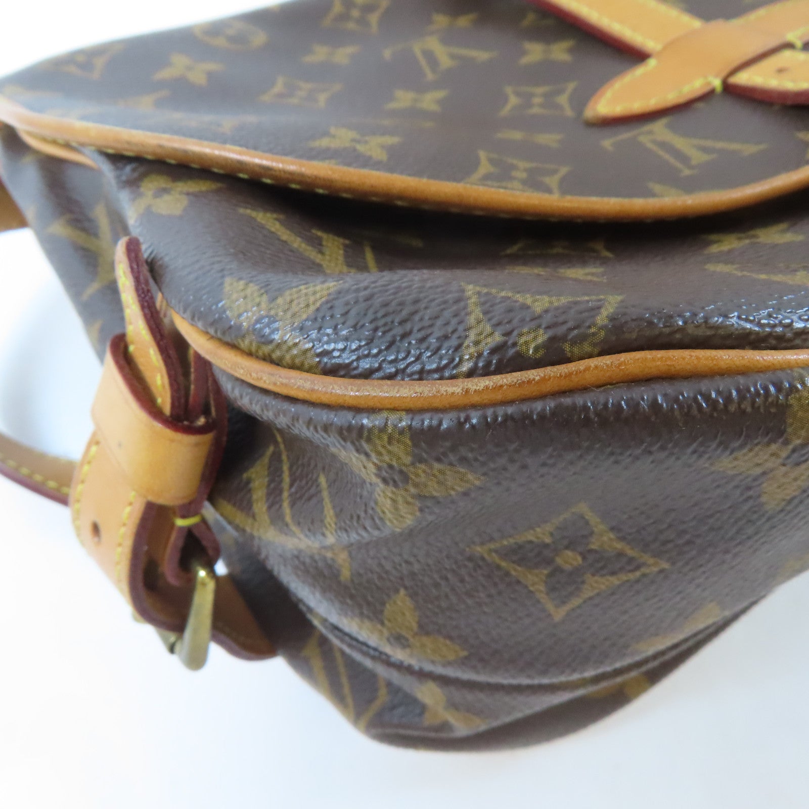 LOUIS VUITTON Monogram Saumur MM金扣肩背袋啡色