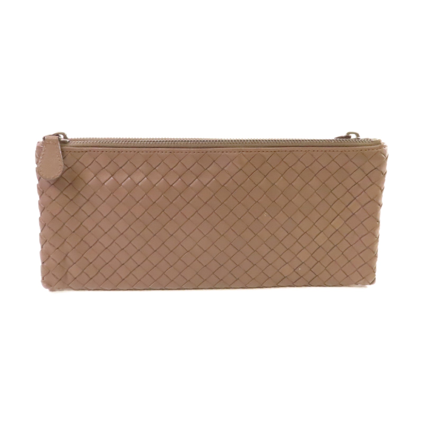 BOTTEGA VENETA 織紋皮革Clutch Bag銀扣手拿包碳灰色