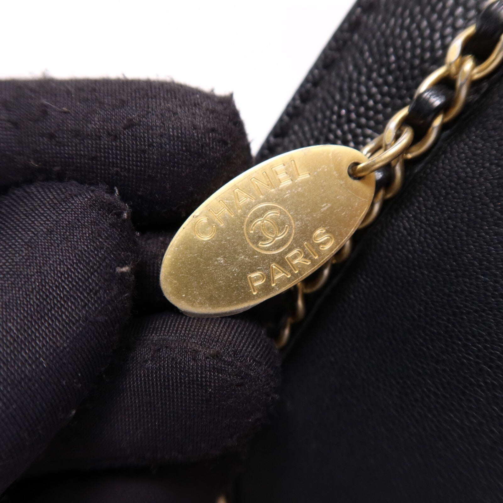 CHANEL 牛皮皮革Chain Shoulder Bag金扣鏈帶肩背袋