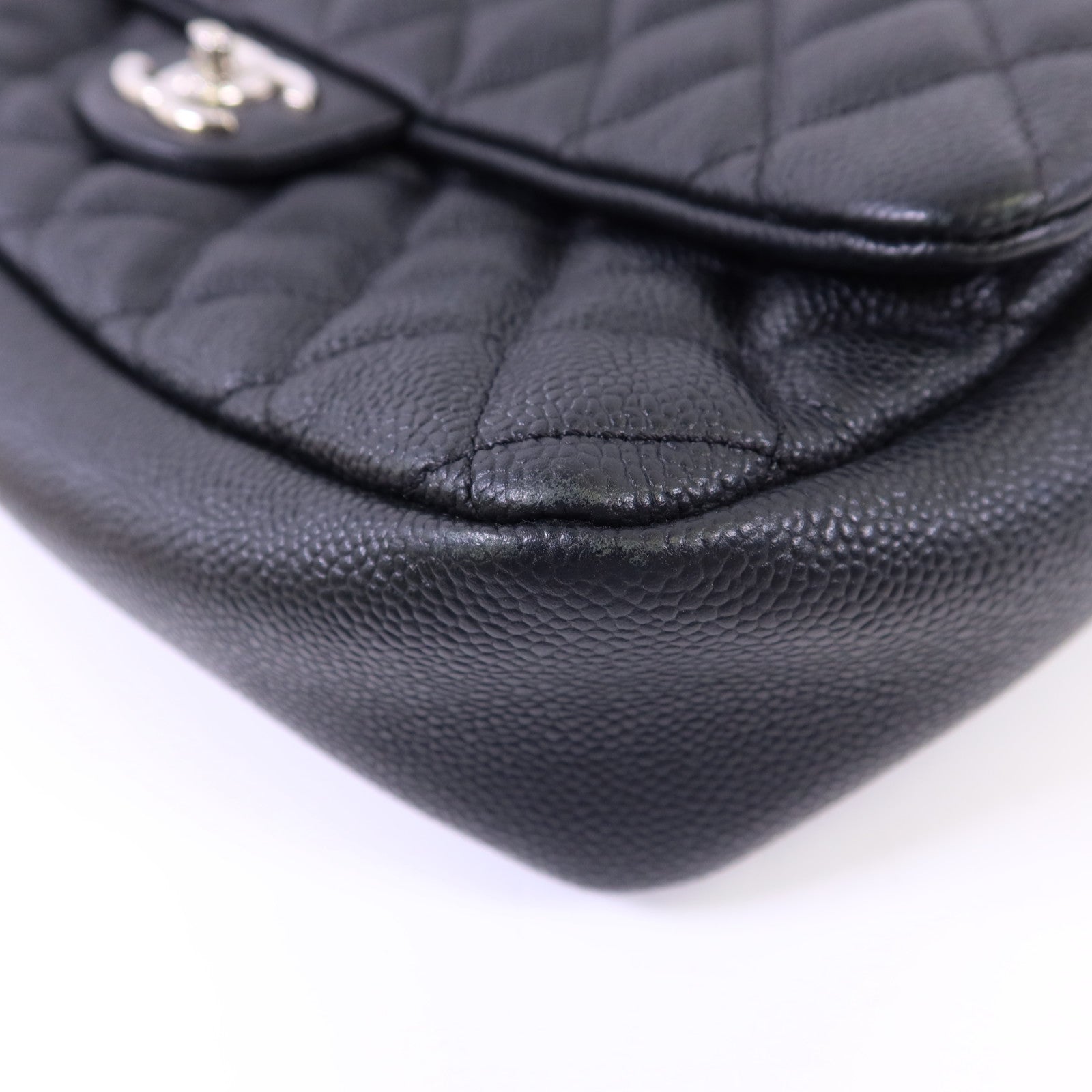CHANEL 牛皮皮革Chain Shoulder Bag銀扣鏈帶肩背袋