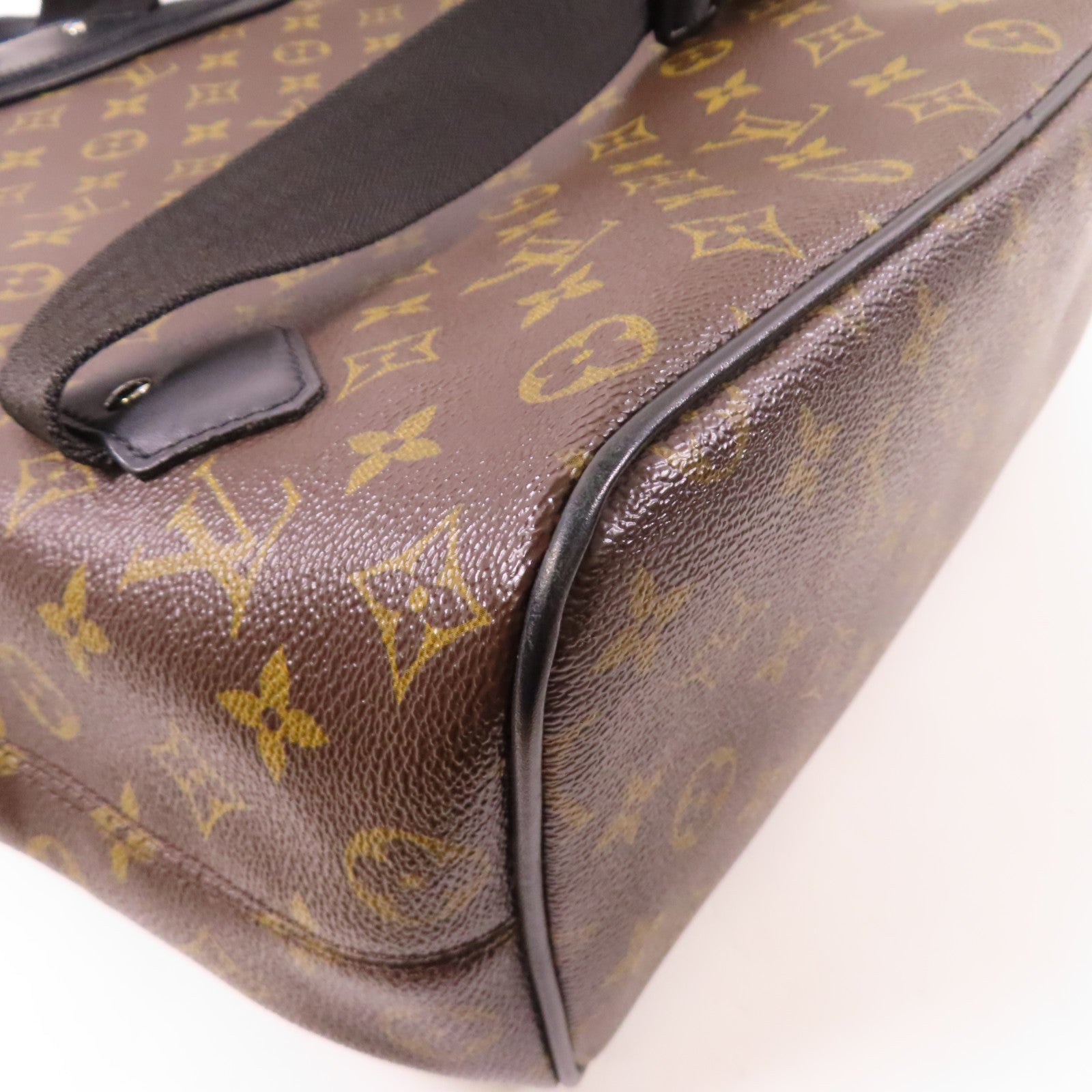 LOUIS VUITTON Monogram Macassar Parc銀扣背包啡色/黑色