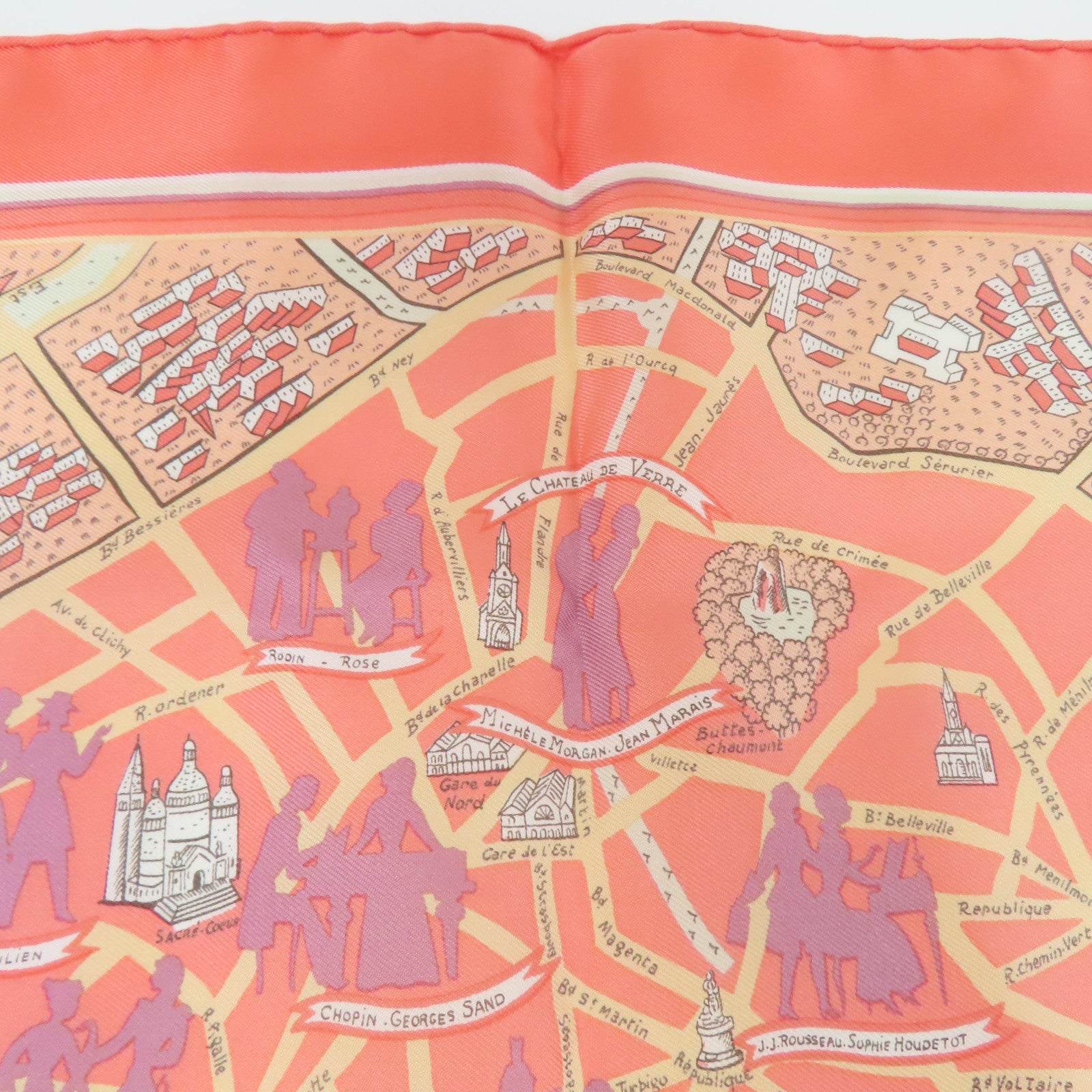 HERMES 【激減優惠】絲質Scarf絲巾橙紅色/橙色