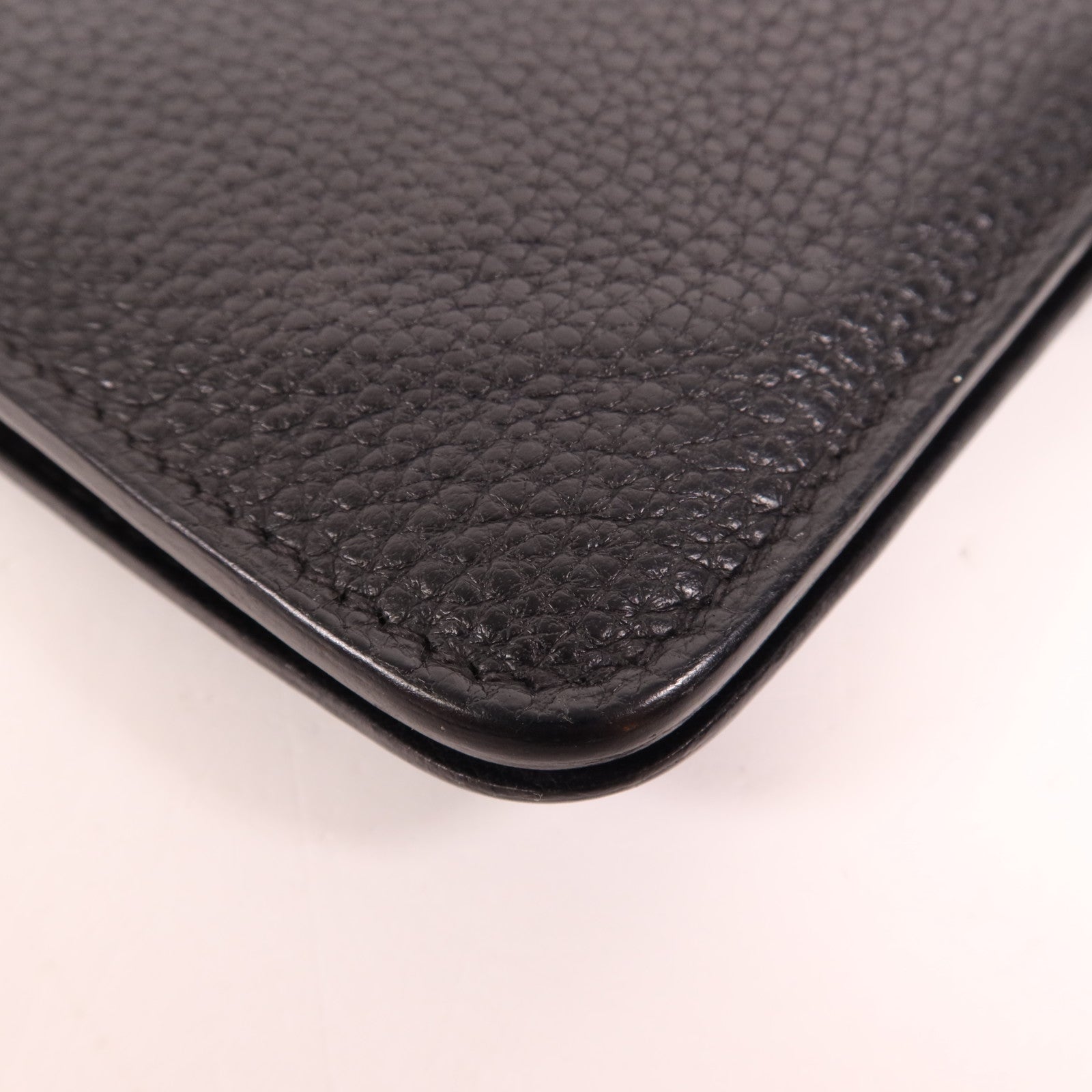 HERMES Togo皮革Dogon Compact銀扣錢包Noir