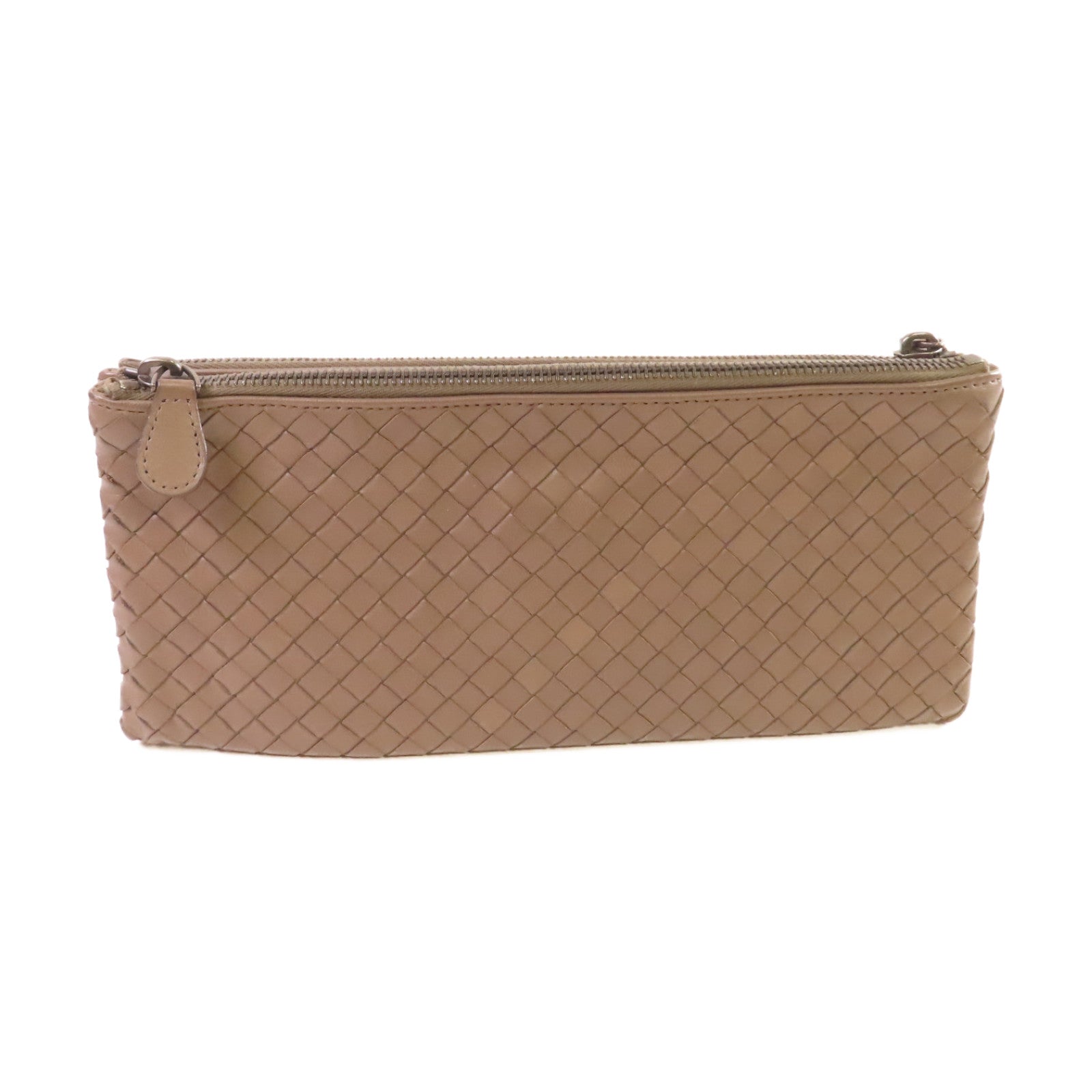 BOTTEGA VENETA 織紋皮革Clutch Bag銀扣手拿包碳灰色