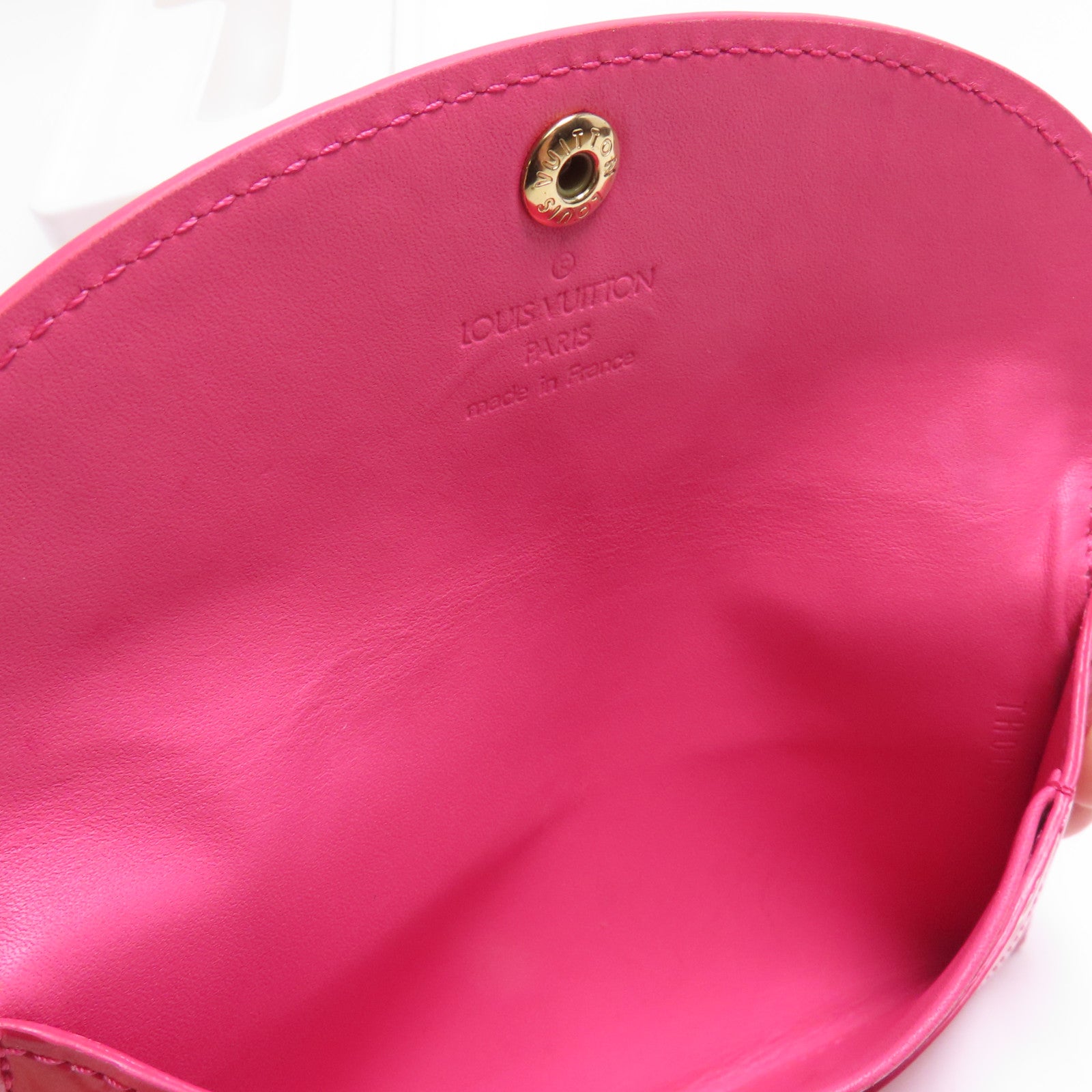 LOUIS VUITTON Vernis Card Case金扣卡片套粉紅色