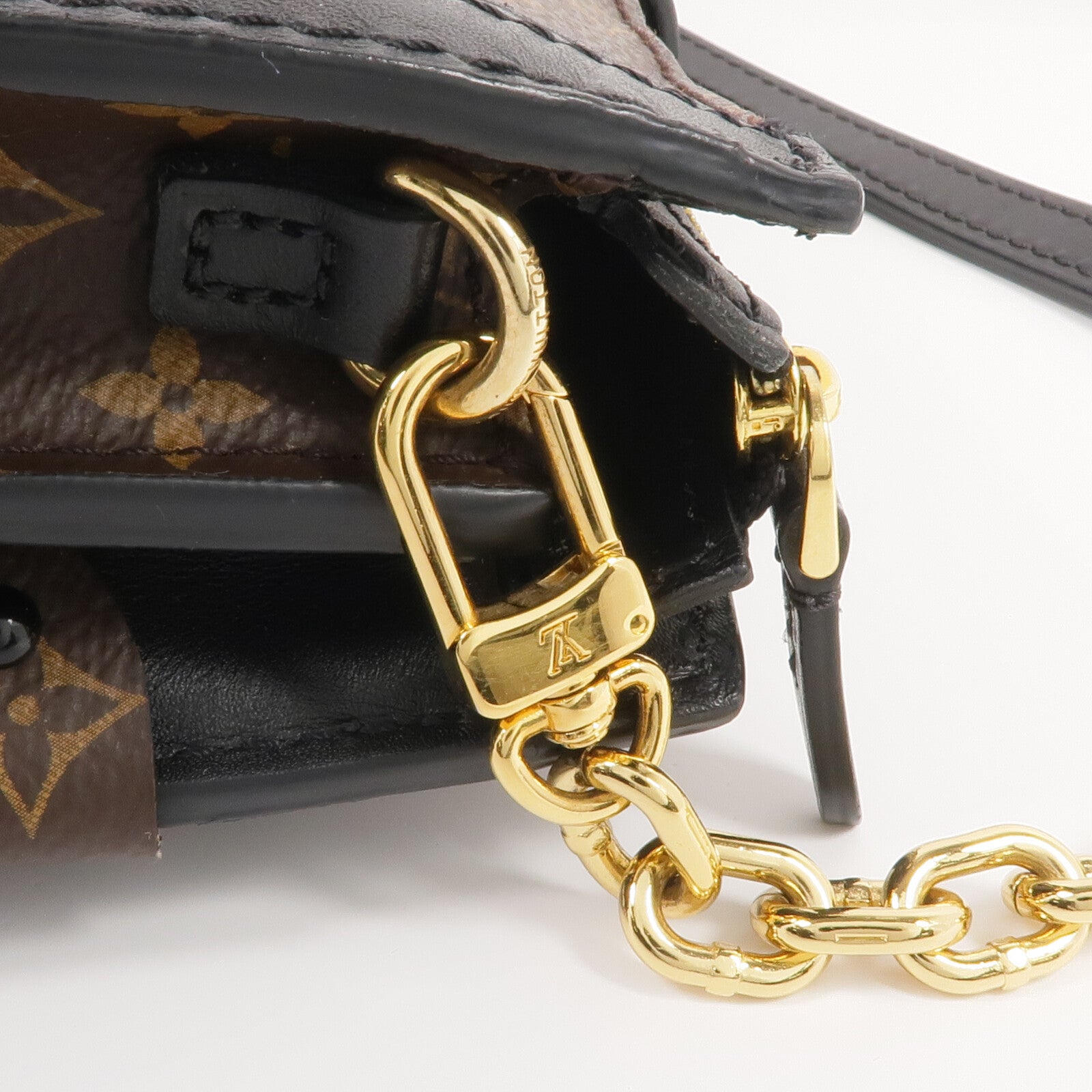 LOUIS VUITTON Monogram Reverse Trunk Clutch金扣肩背袋棕色