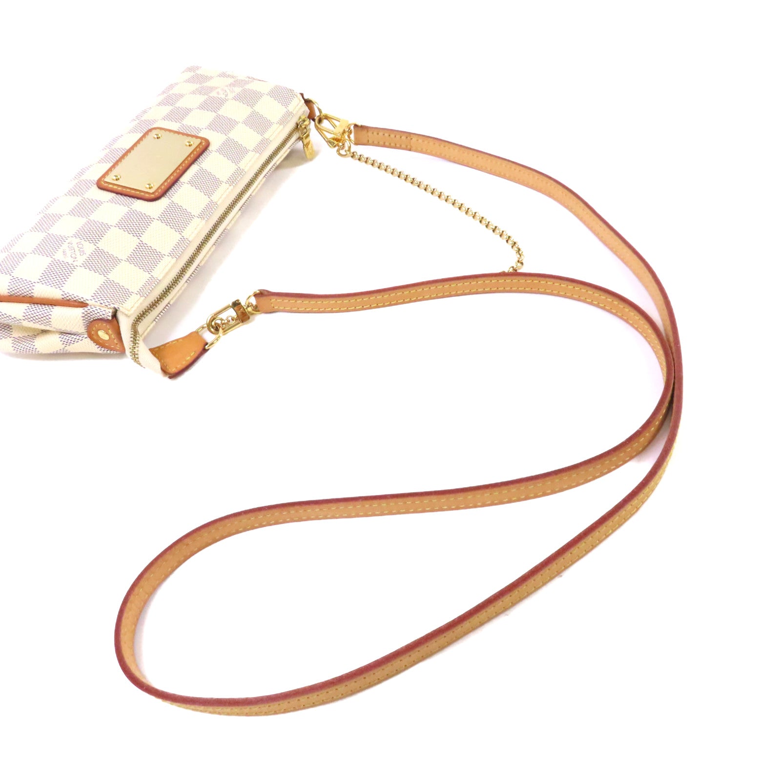 LOUIS VUITTON Damier Azur Eva 2Way Shoulder Bag金扣手挽肩背兩用袋米白色
