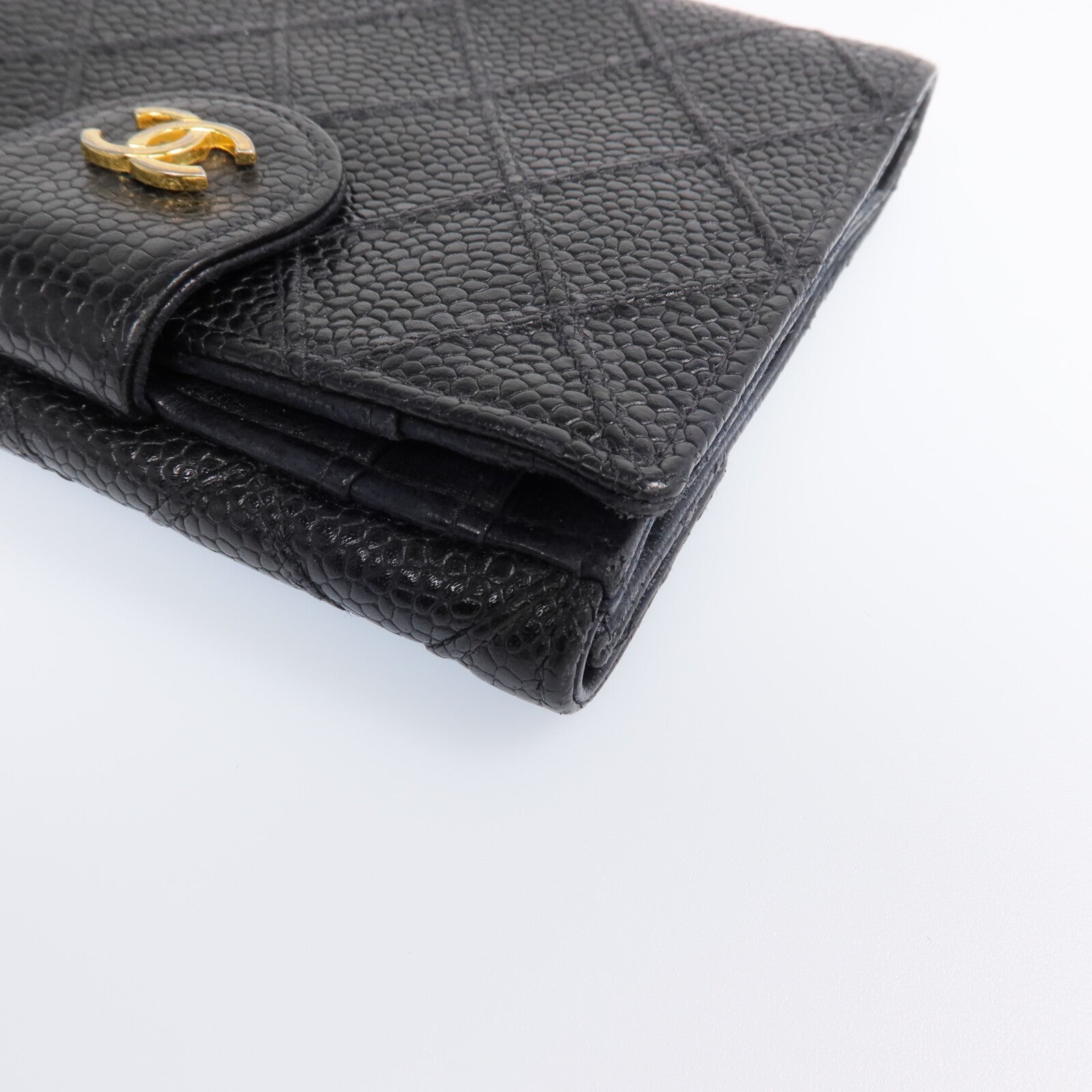 CHANEL 牛皮皮革Fold Wallet金扣錢包