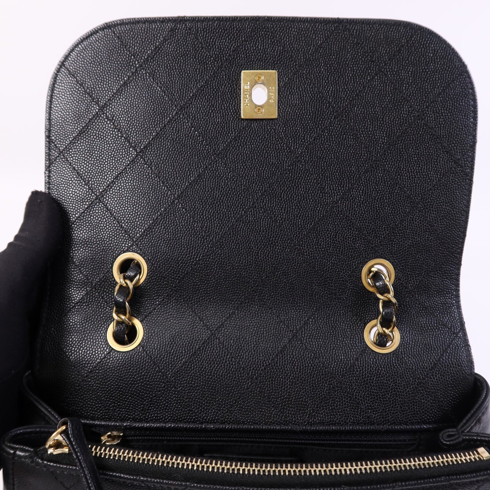 CHANEL 牛皮皮革Chain Shoulder Bag金扣鏈帶肩背袋