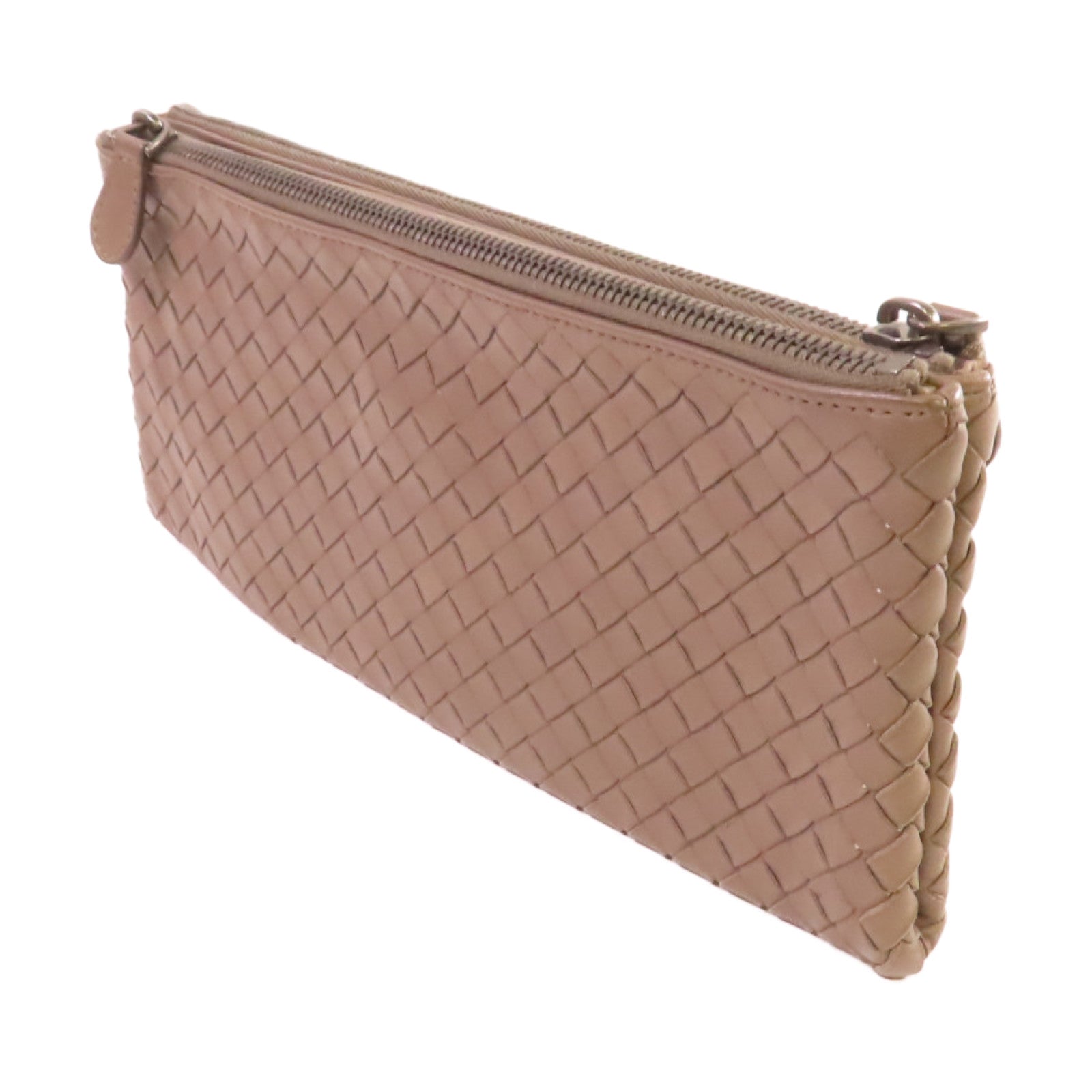 BOTTEGA VENETA 織紋皮革Clutch Bag銀扣手拿包碳灰色