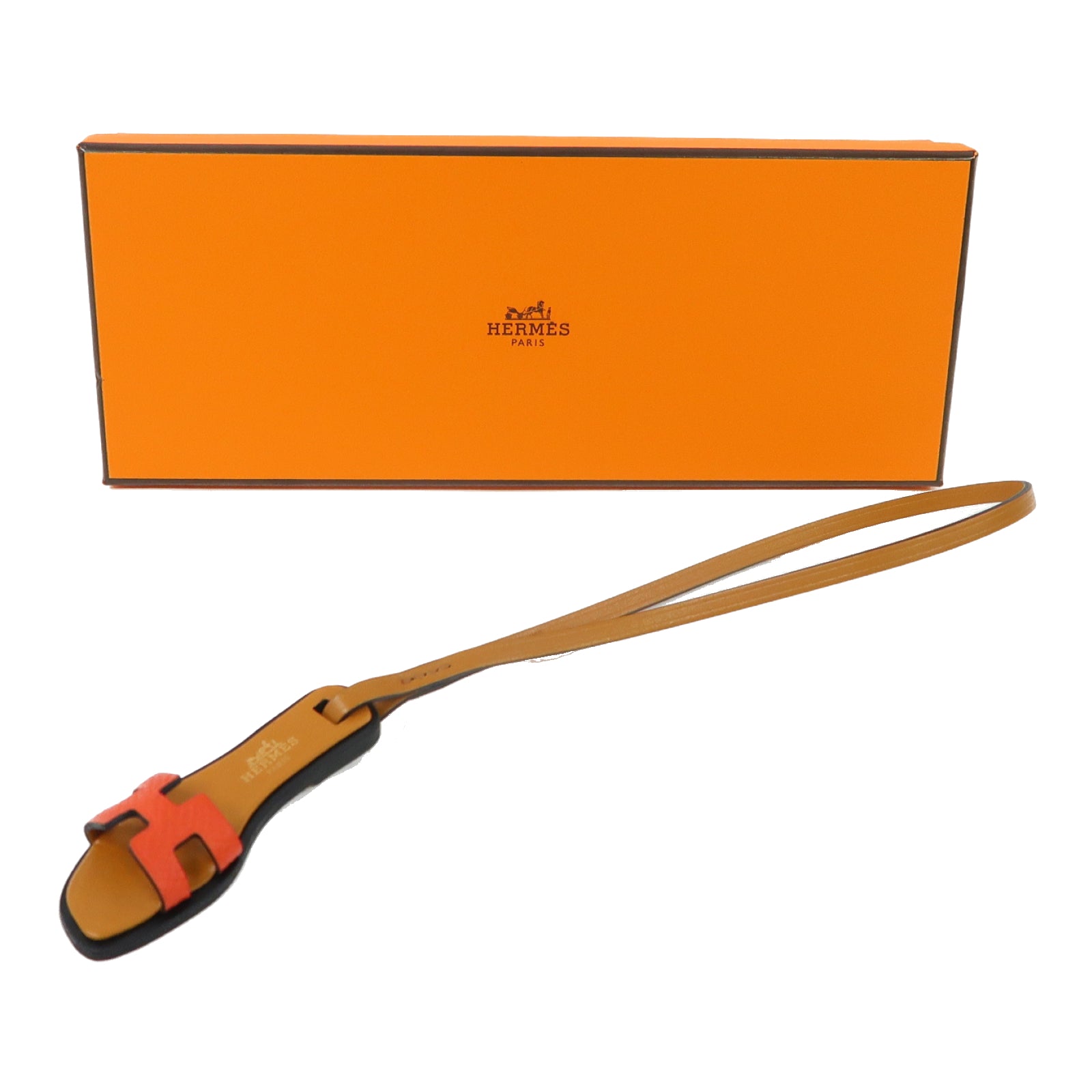 HERMES 皮革Oran Charm掛飾經典駝色