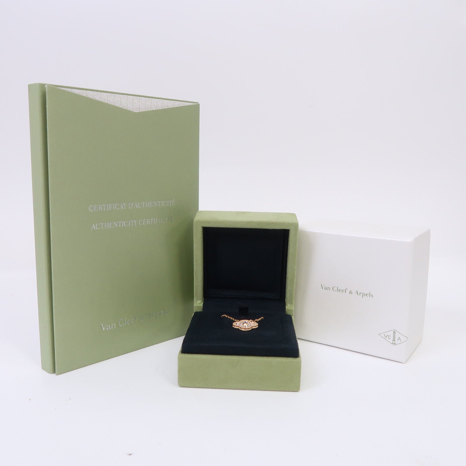 Van Cleef & Arpels 18K玫瑰金/鑽石Vintage Alhambra項鍊