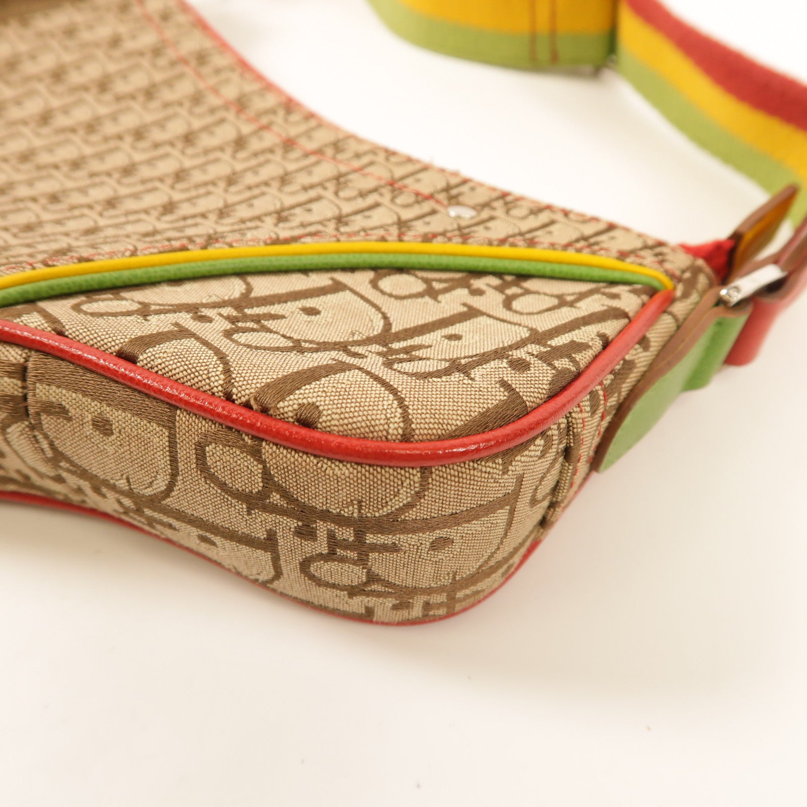 Dior 帆布Saddle Zip Rasta銀扣肩背袋