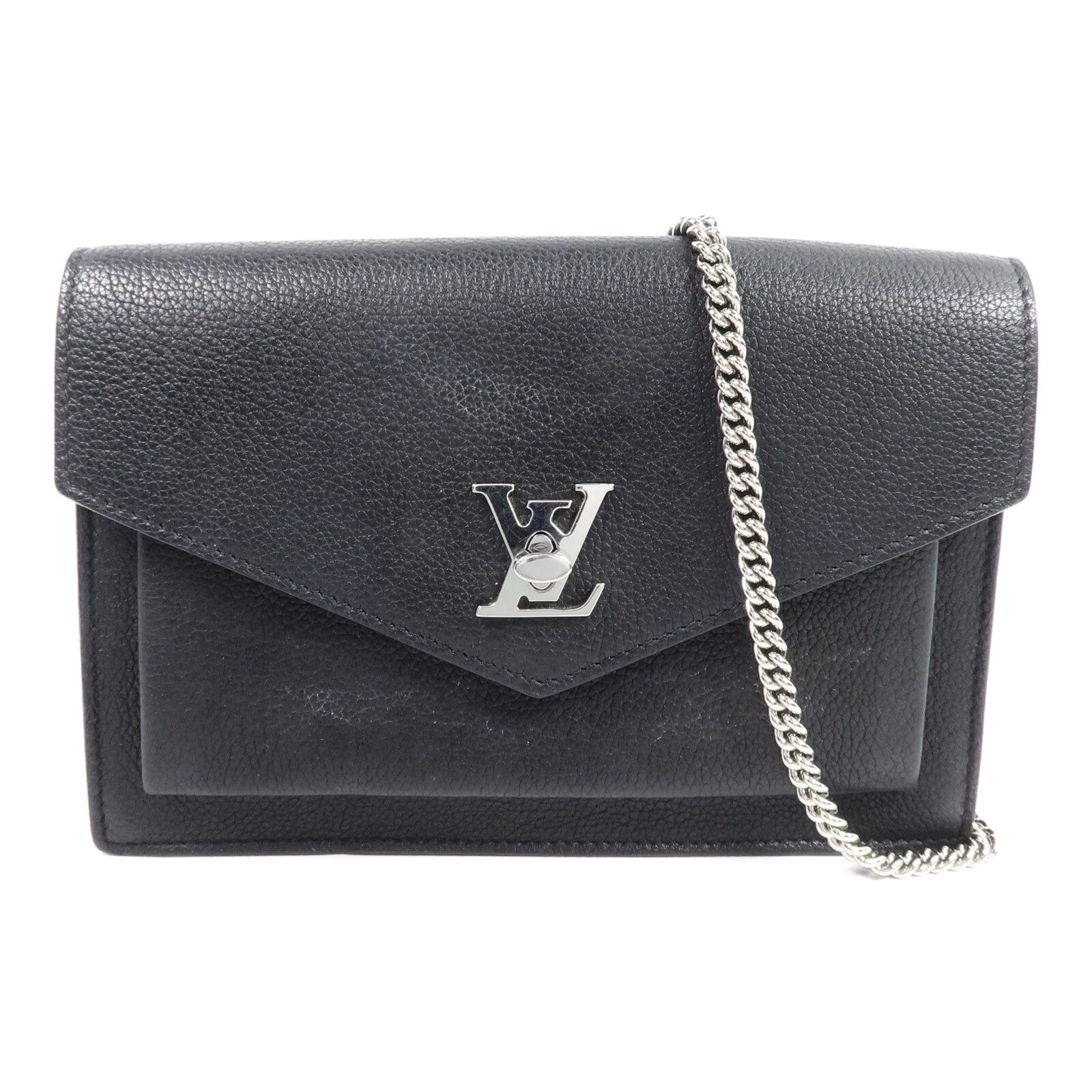LOUIS VUITTON 牛皮皮革Mylockme銀扣鏈帶肩背袋