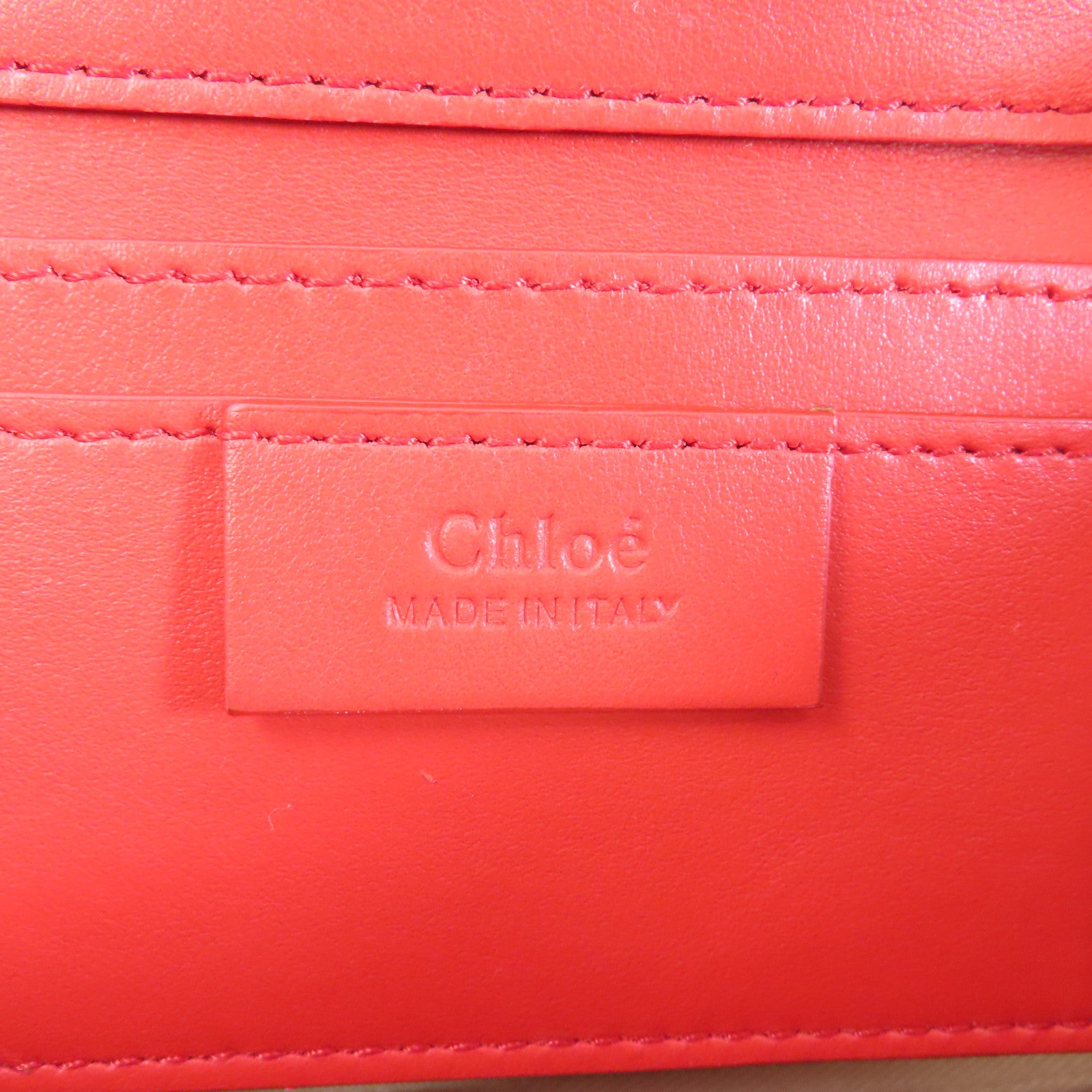 Chloe 牛皮皮革Roy金扣肩背袋紅色/黑色