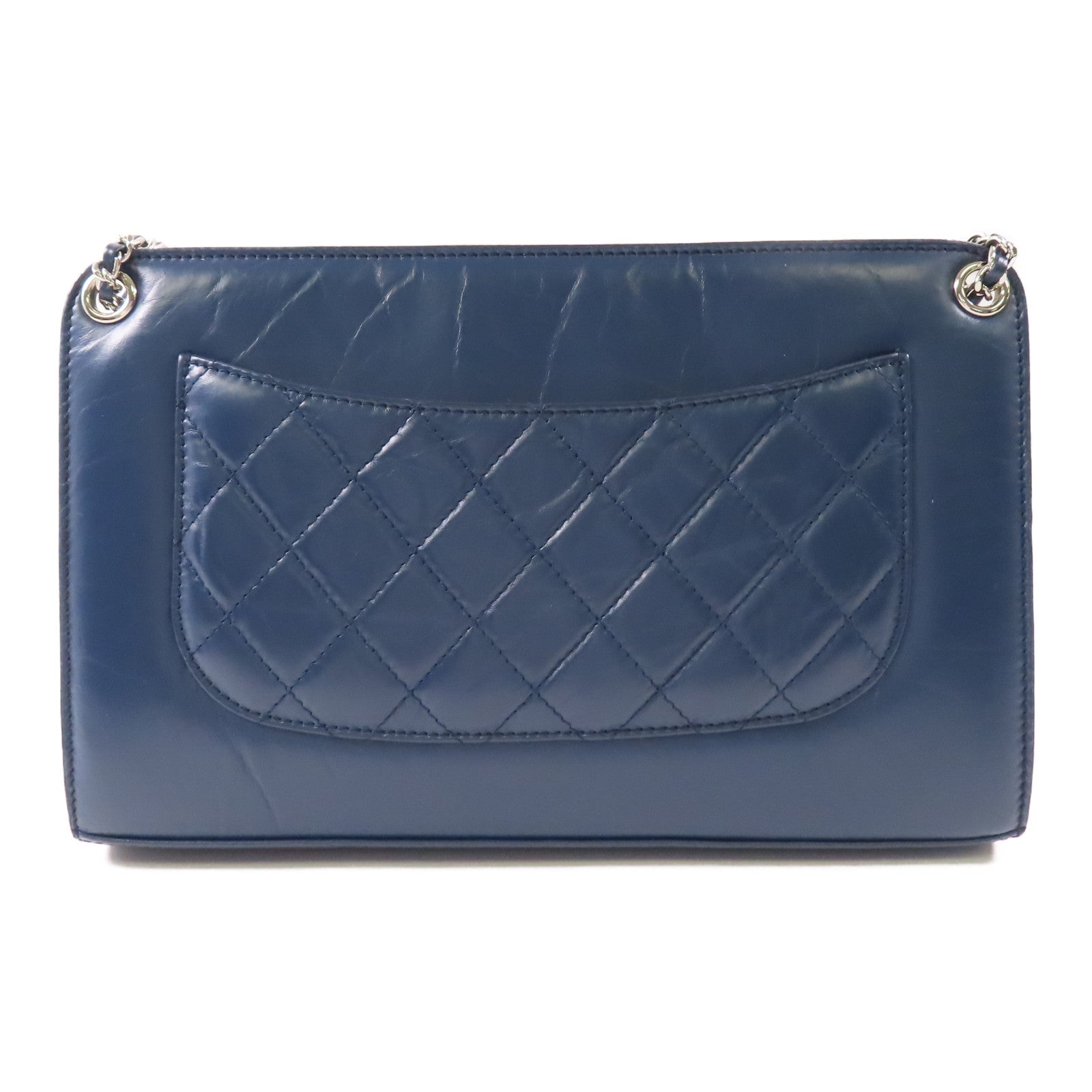 CHANEL 牛皮皮革Chain Shoulder Bag銀扣鏈帶肩背袋