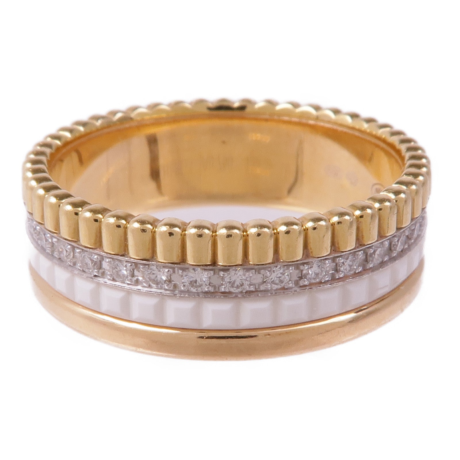 Boucheron 18K黃金/玫瑰金/陶瓷Quatre Classic White Ring鑽石戒指Boucheron#T55/US#7