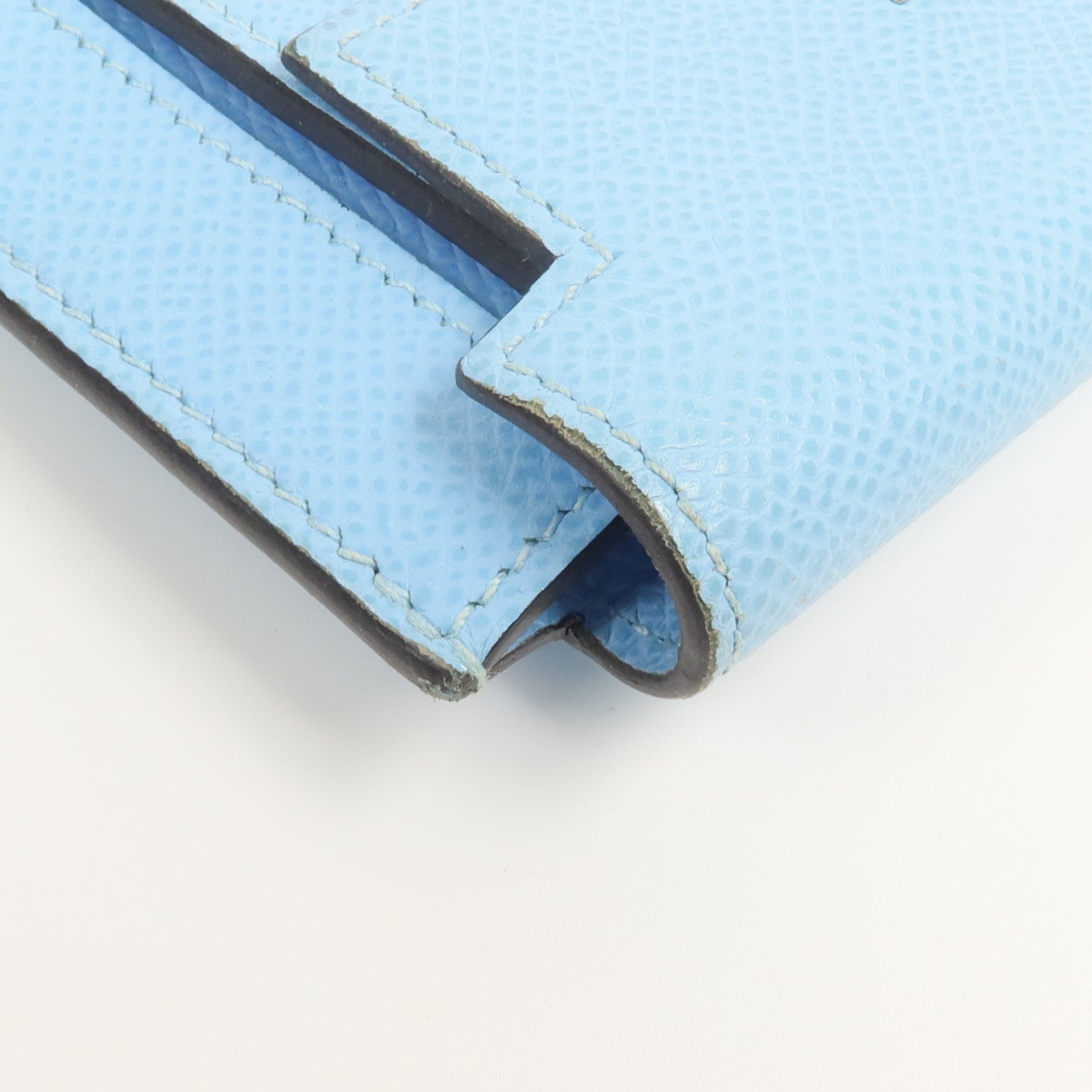 HERMES Epsom皮革Kelly Pocket Compact Wallet錢包Celeste