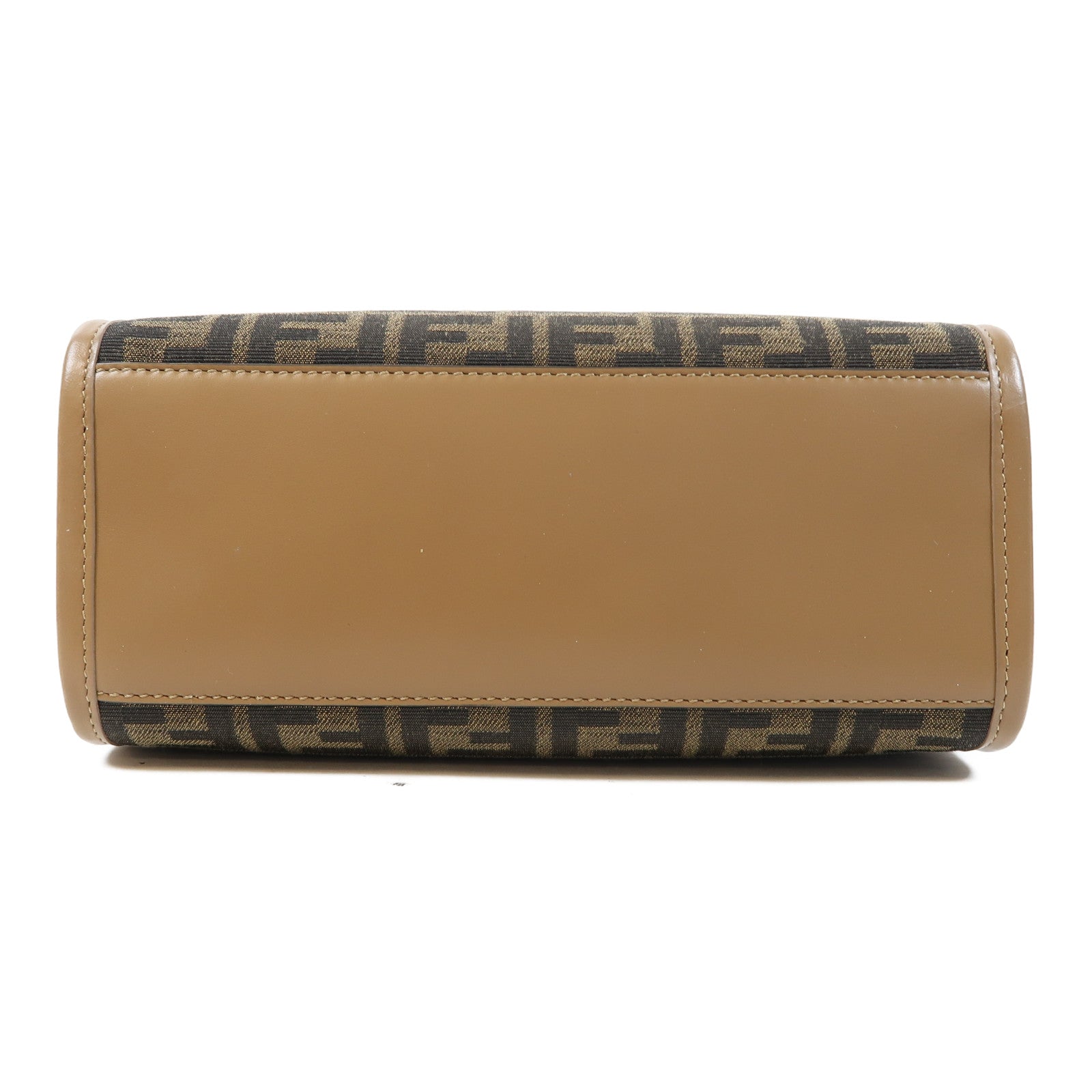 FENDI 帆布/皮革Sunshine Small金扣手挽肩背兩用袋啡色