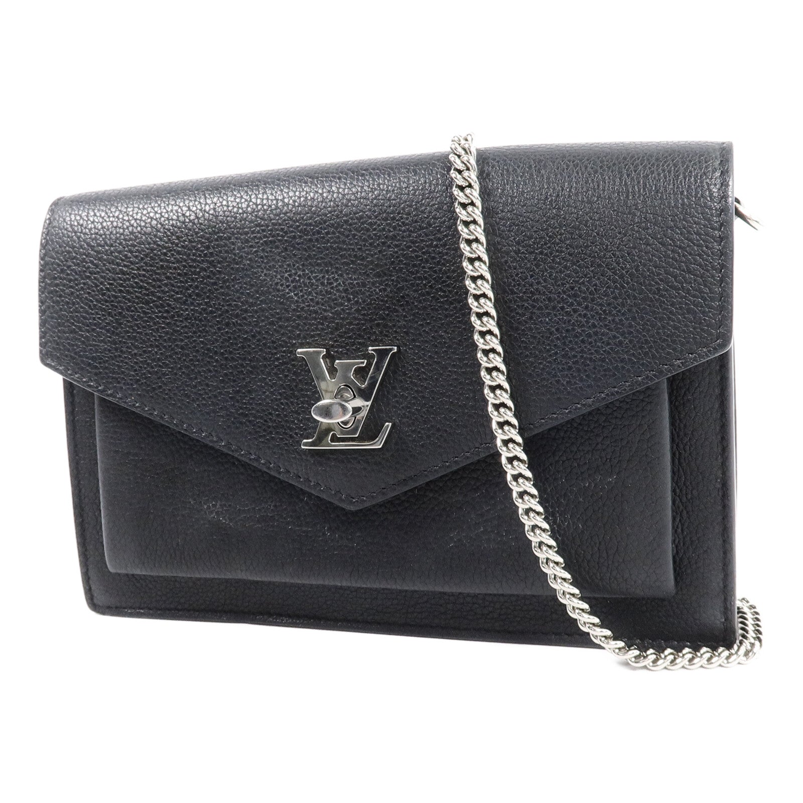 LOUIS VUITTON 牛皮皮革Mylockme銀扣鏈帶肩背袋