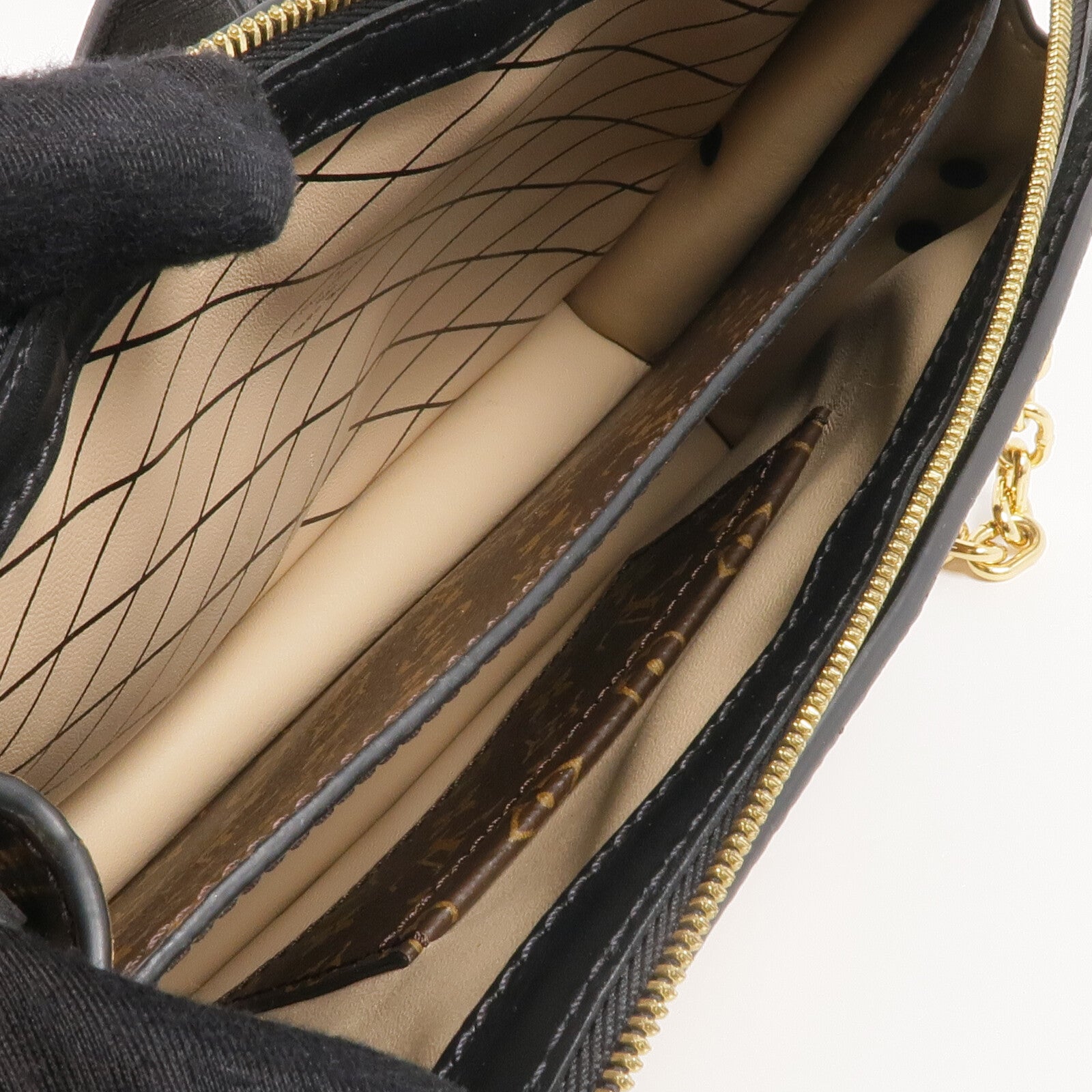 LOUIS VUITTON Monogram Reverse Trunk Clutch金扣肩背袋棕色