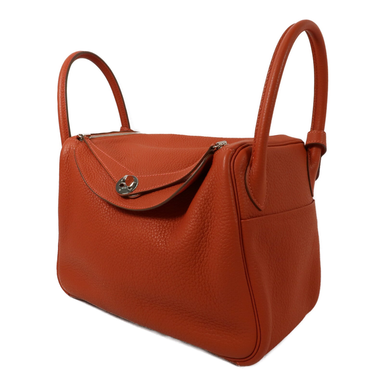 HERMES Clemence皮革Lindy 30手挽肩背兩用袋Orange Poppy