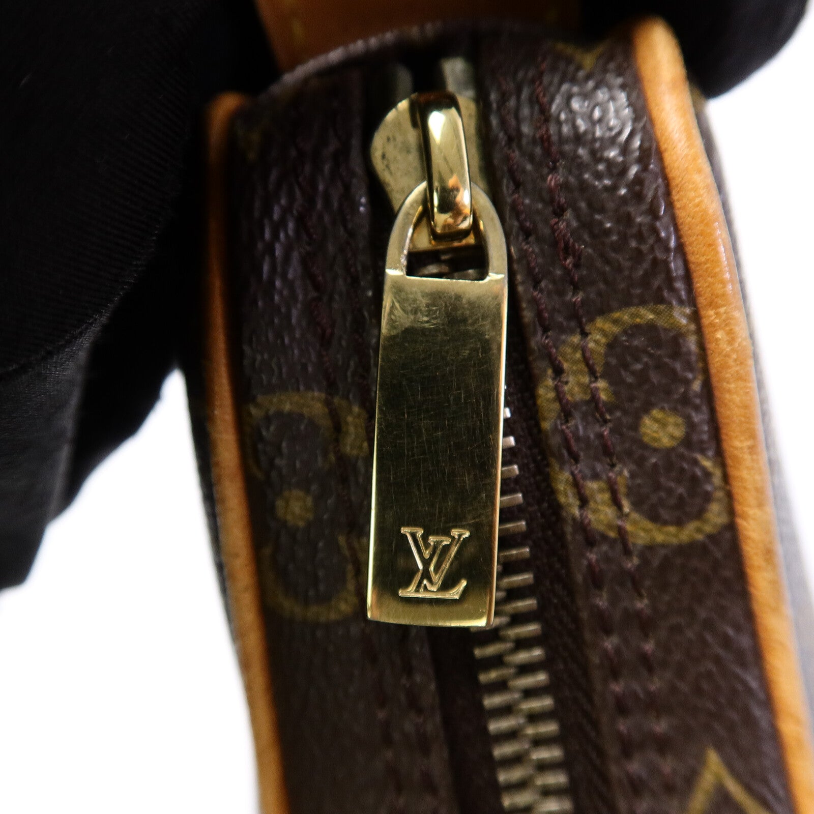 LOUIS VUITTON Monogram Pochette Croissant金扣肩背袋棕色