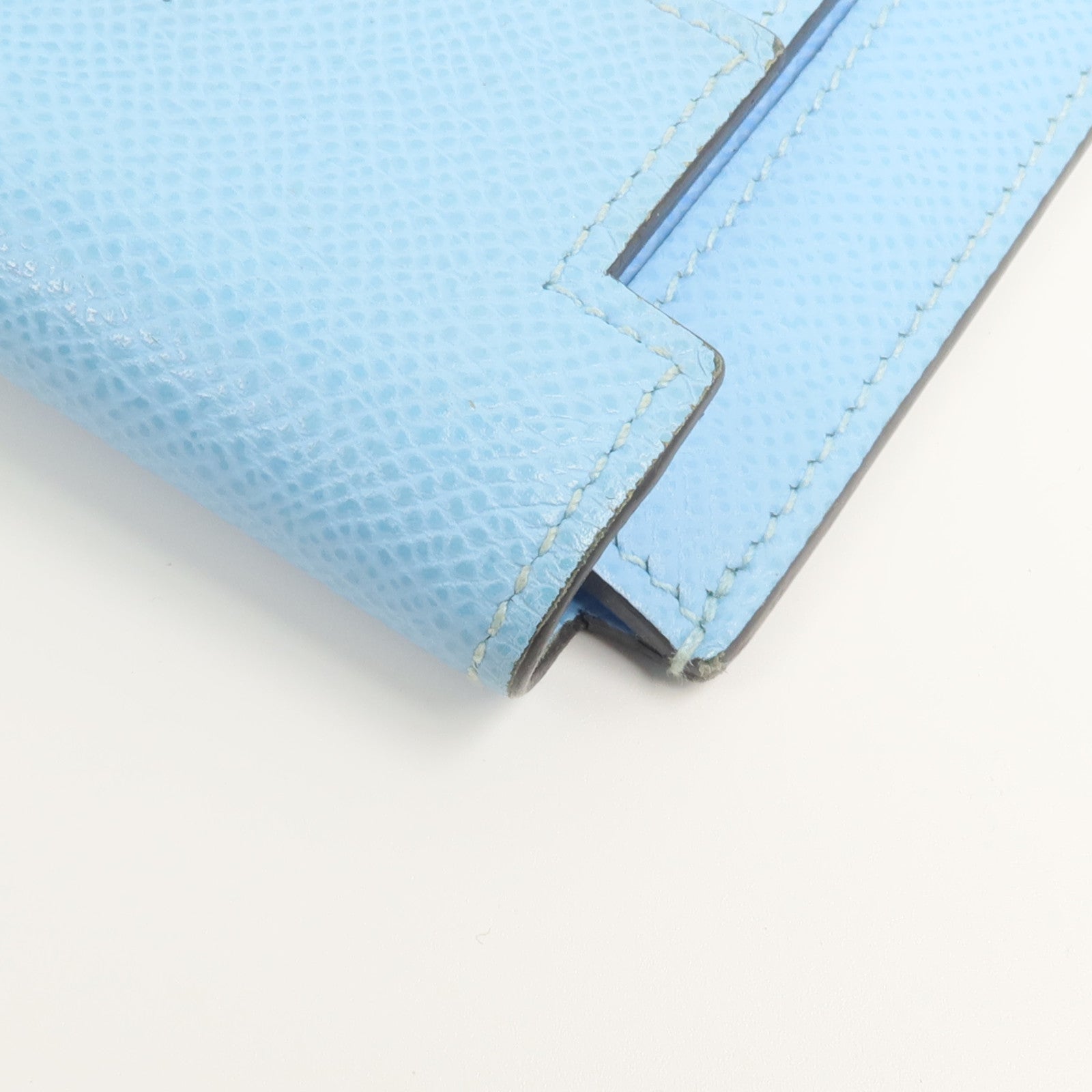 HERMES Epsom皮革Kelly Pocket Compact Wallet錢包Celeste
