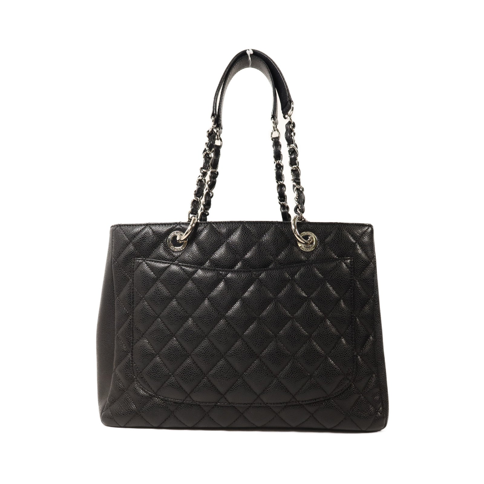 CHANEL 牛皮皮革GST Grand Shopping Tote Bag銀扣鏈帶肩背袋