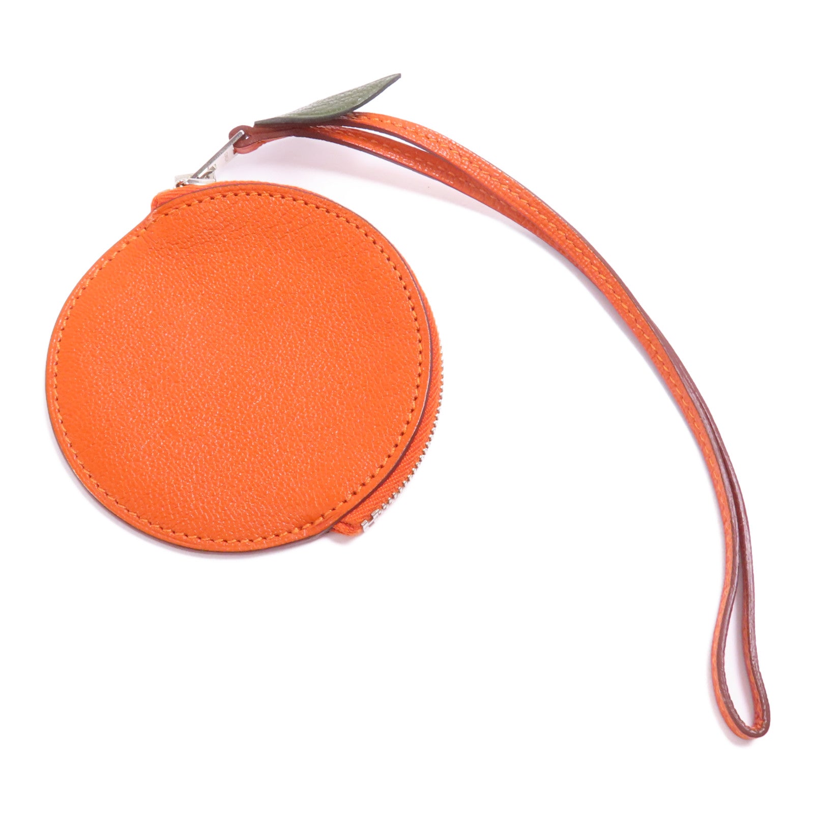 HERMES Chevre皮革Tutti Frutti銀扣零錢包Orange