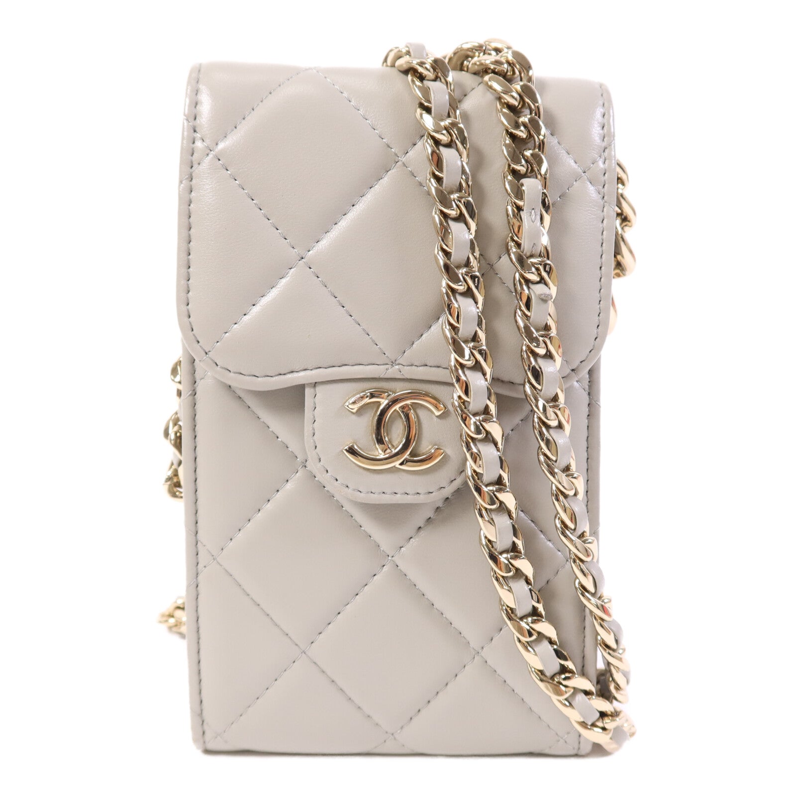 CHANEL 羊皮皮革Chain Shoulder Bag金扣鏈帶肩背袋