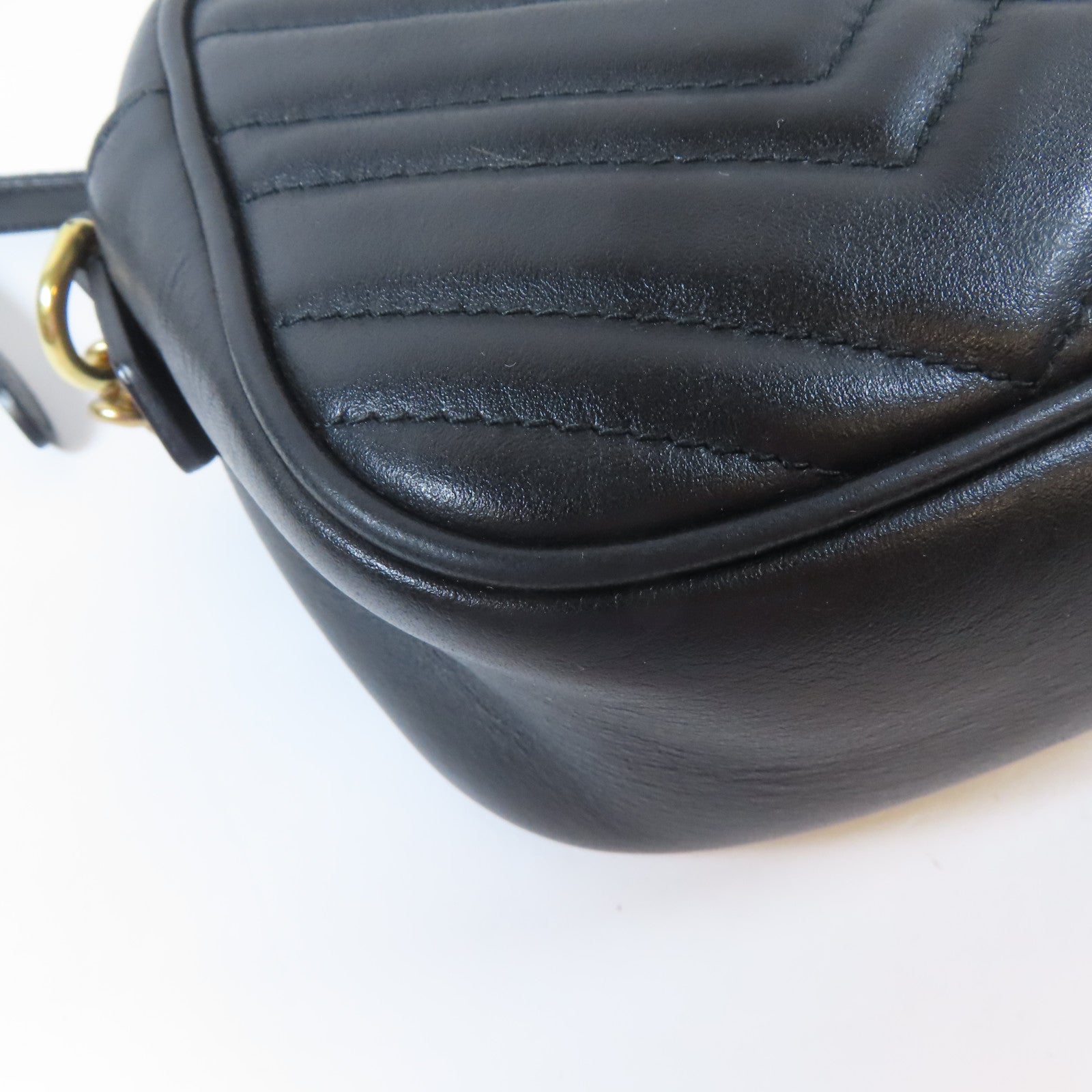 GUCCI 牛皮皮革GG Marmont金扣肩背袋黑色