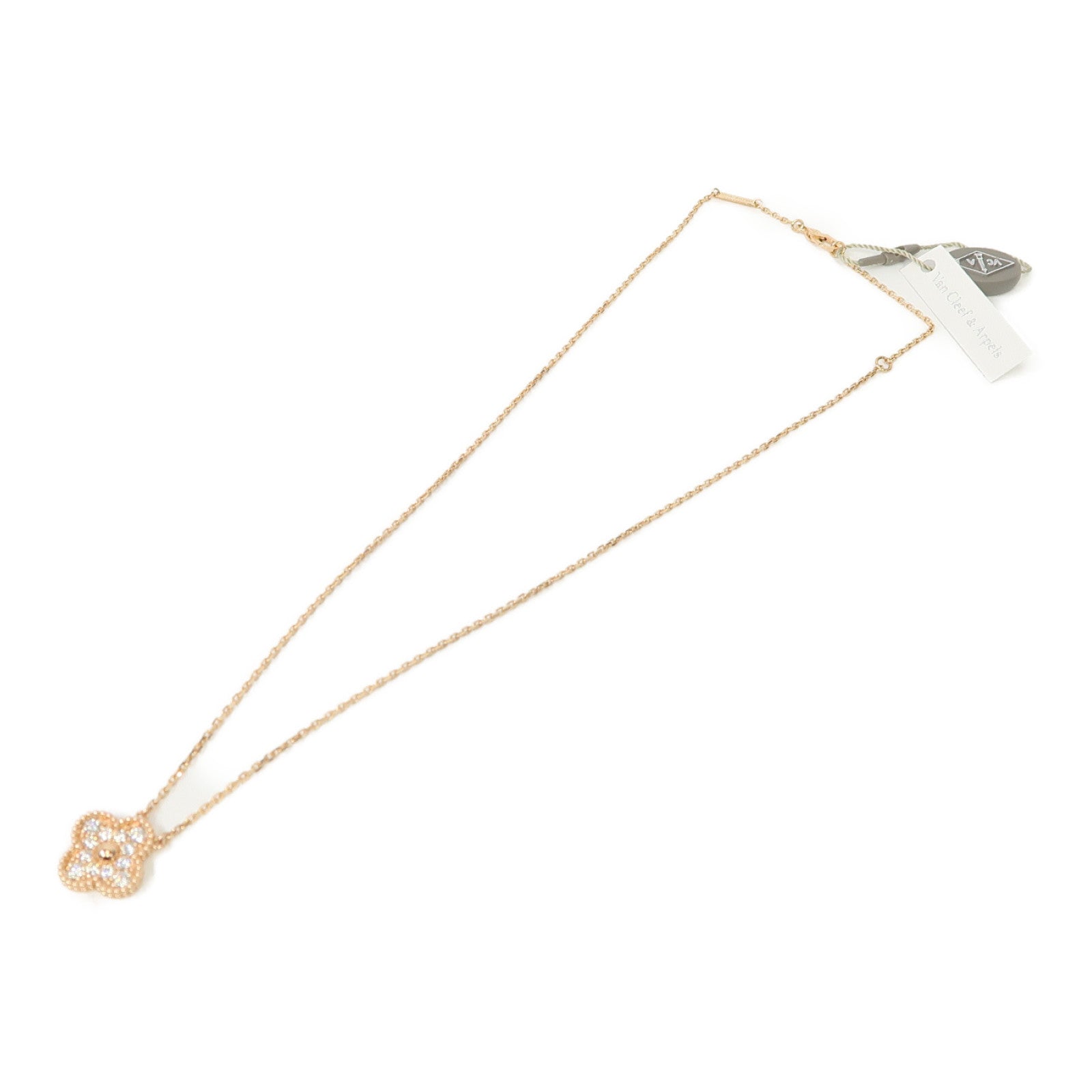 Van Cleef & Arpels 18K玫瑰金/鑽石Vintage Alhambra項鍊