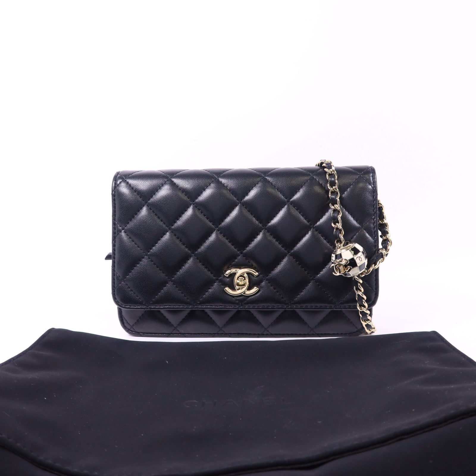 CHANEL 羊皮皮革WOC Wallet On Chain金扣鏈帶肩背袋