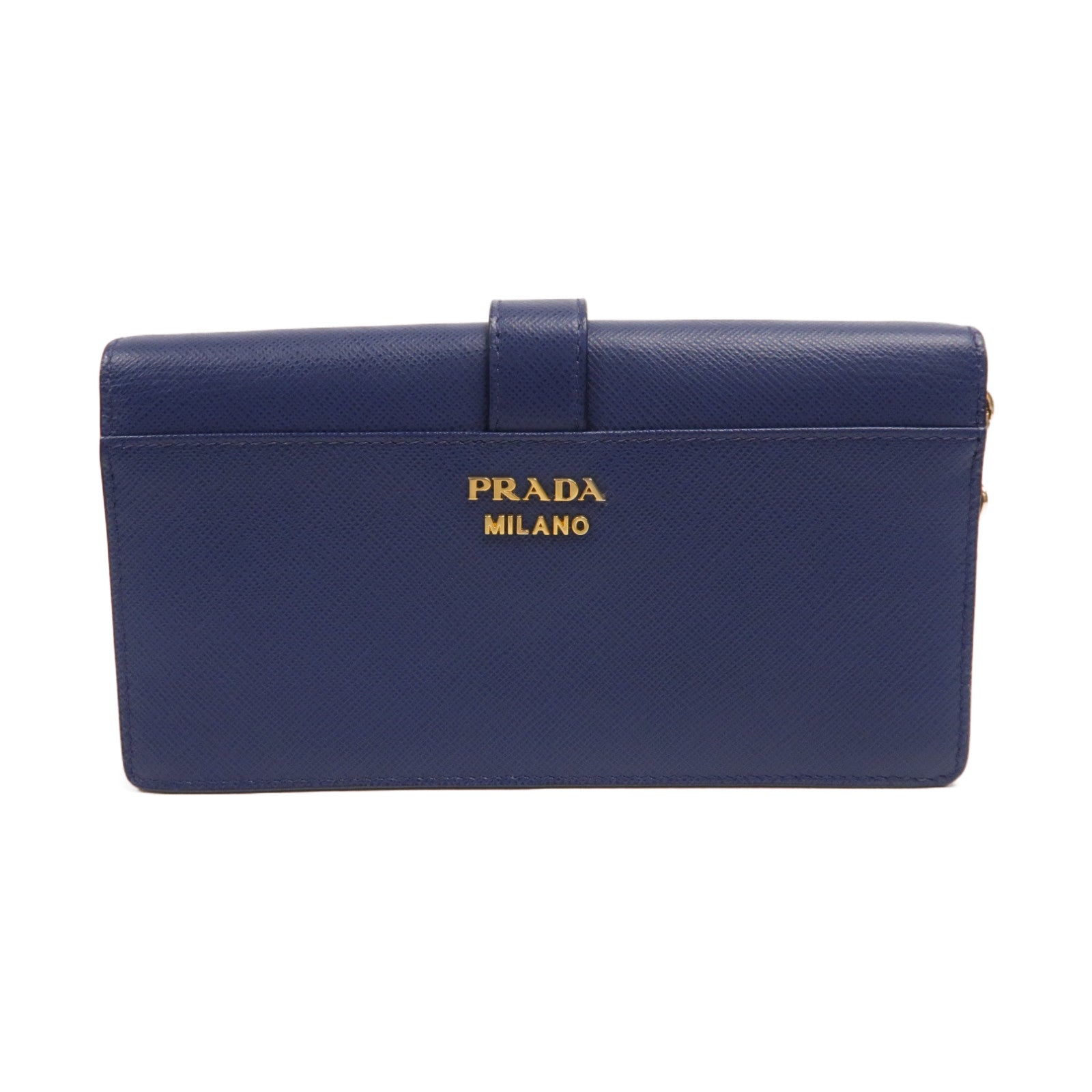PRADA 牛皮皮革Cahier金扣鏈帶肩背袋深藍色